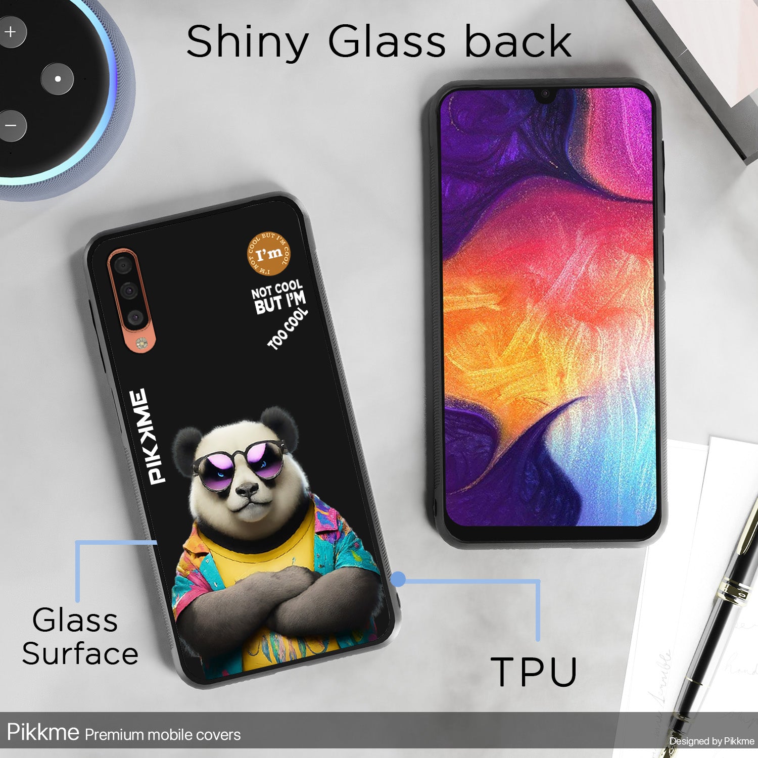 Pikkme Stylish Black Panda Swag Samsung Galaxy A50 Back Cover (Design 05)