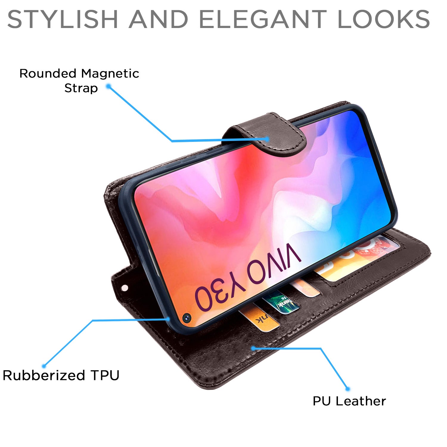 Pikkme Vivo Y30 Flip Vintage Flip Cover | Coffee