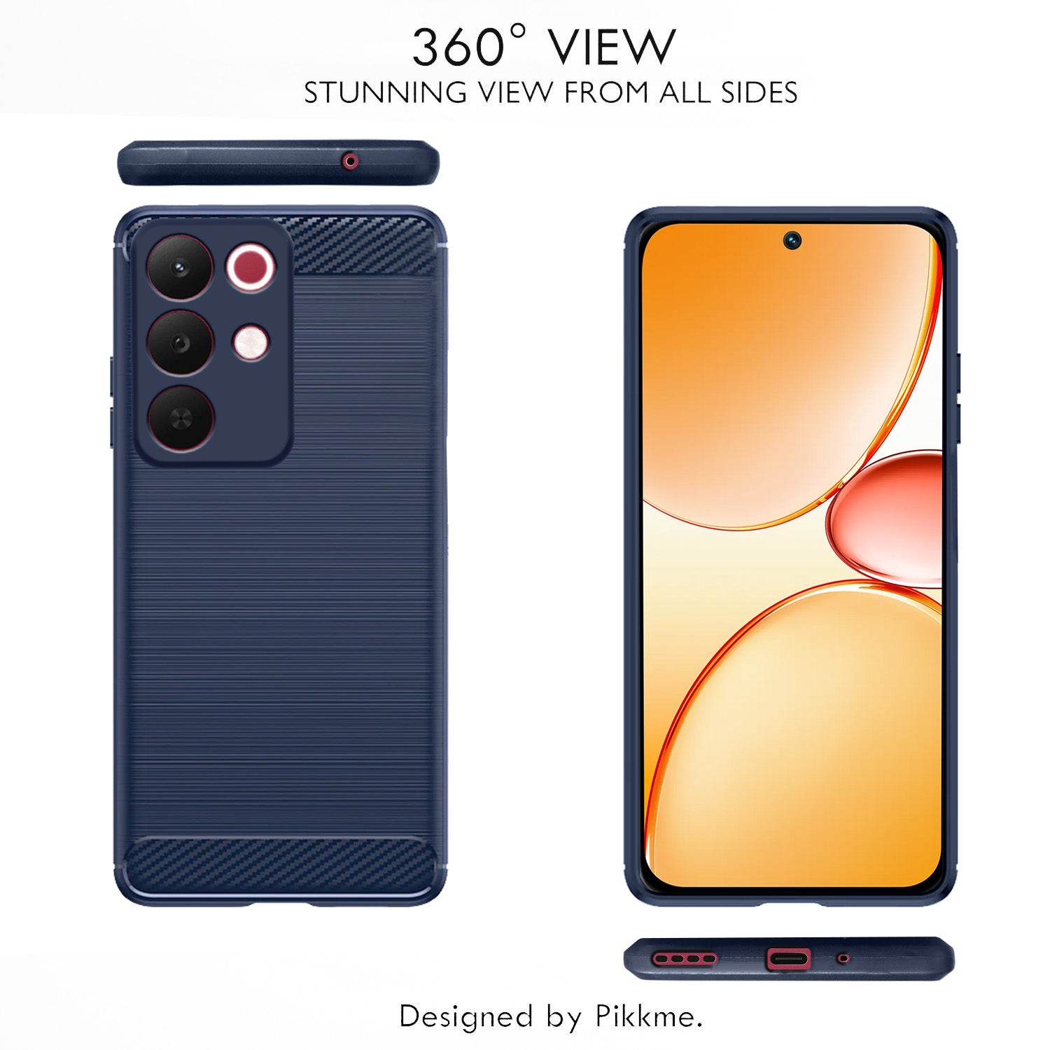 Pikkme Realme 15x 5G / C85 5G Hybrid Carbon Fiber Back Cover (Blue)