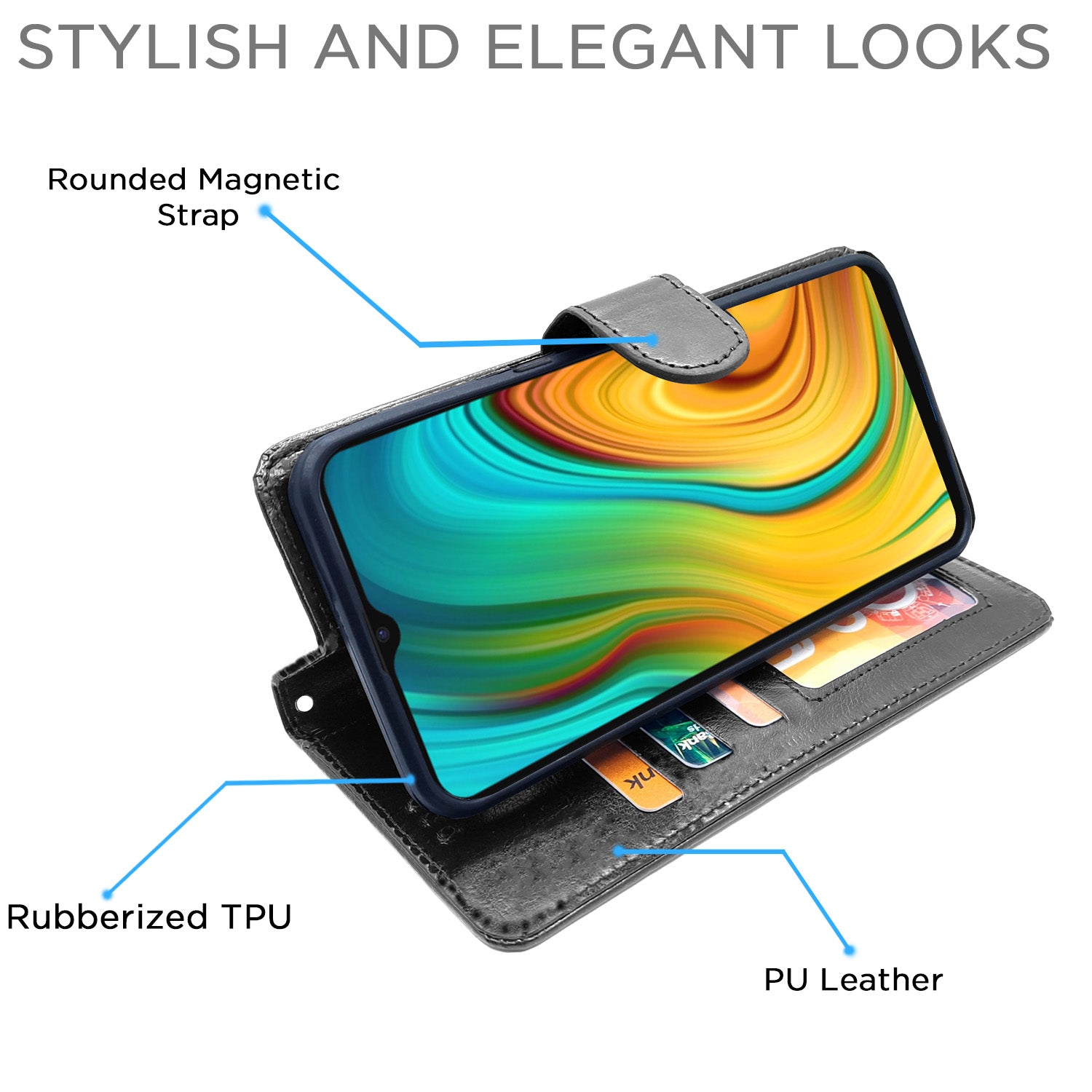 Pikkme Realme C3 Vintage Flip Cover | Black