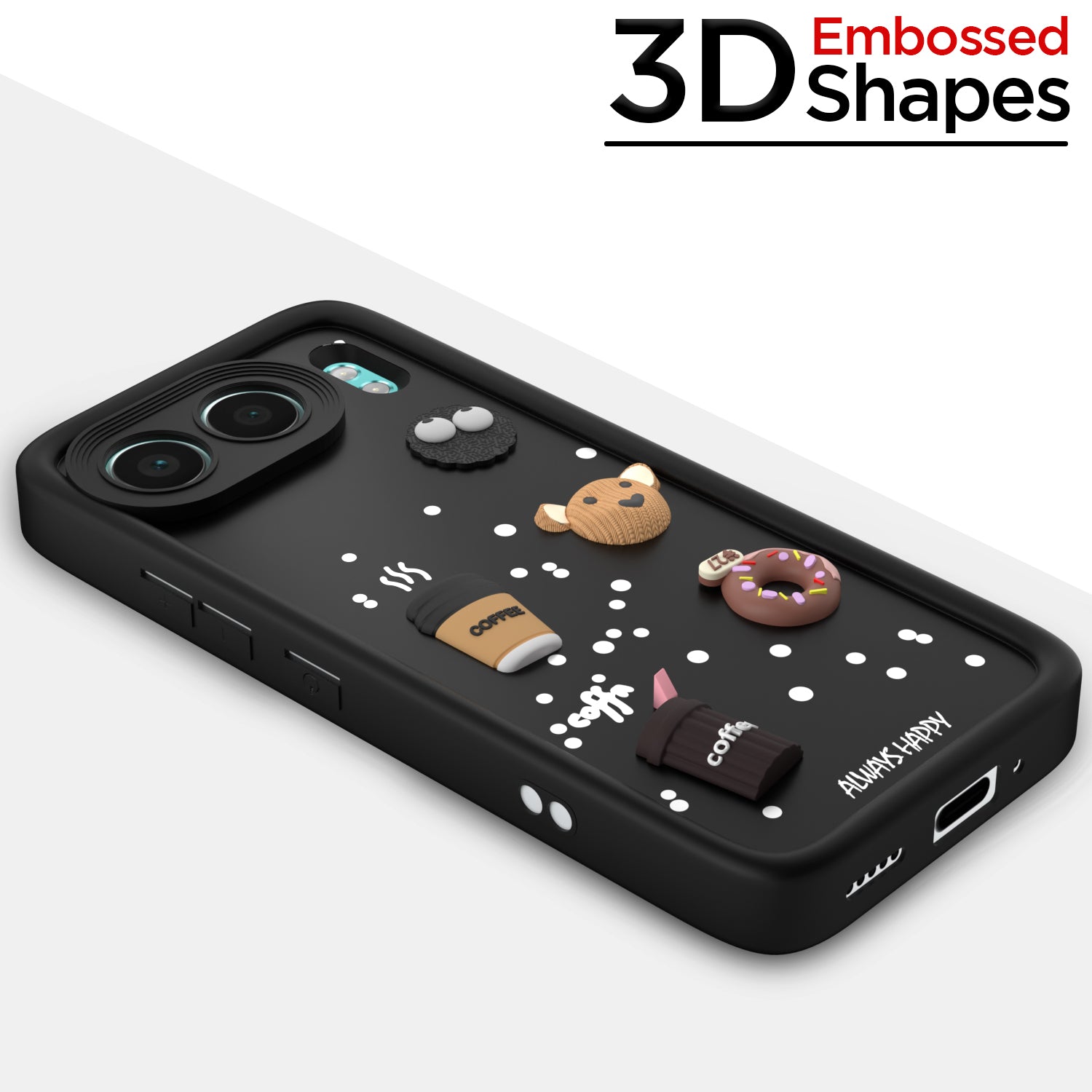 Pikkme OnePlus Nord 4 5G Cute Fun Cartoon 3D Bear Coffee Back Cover (Black)