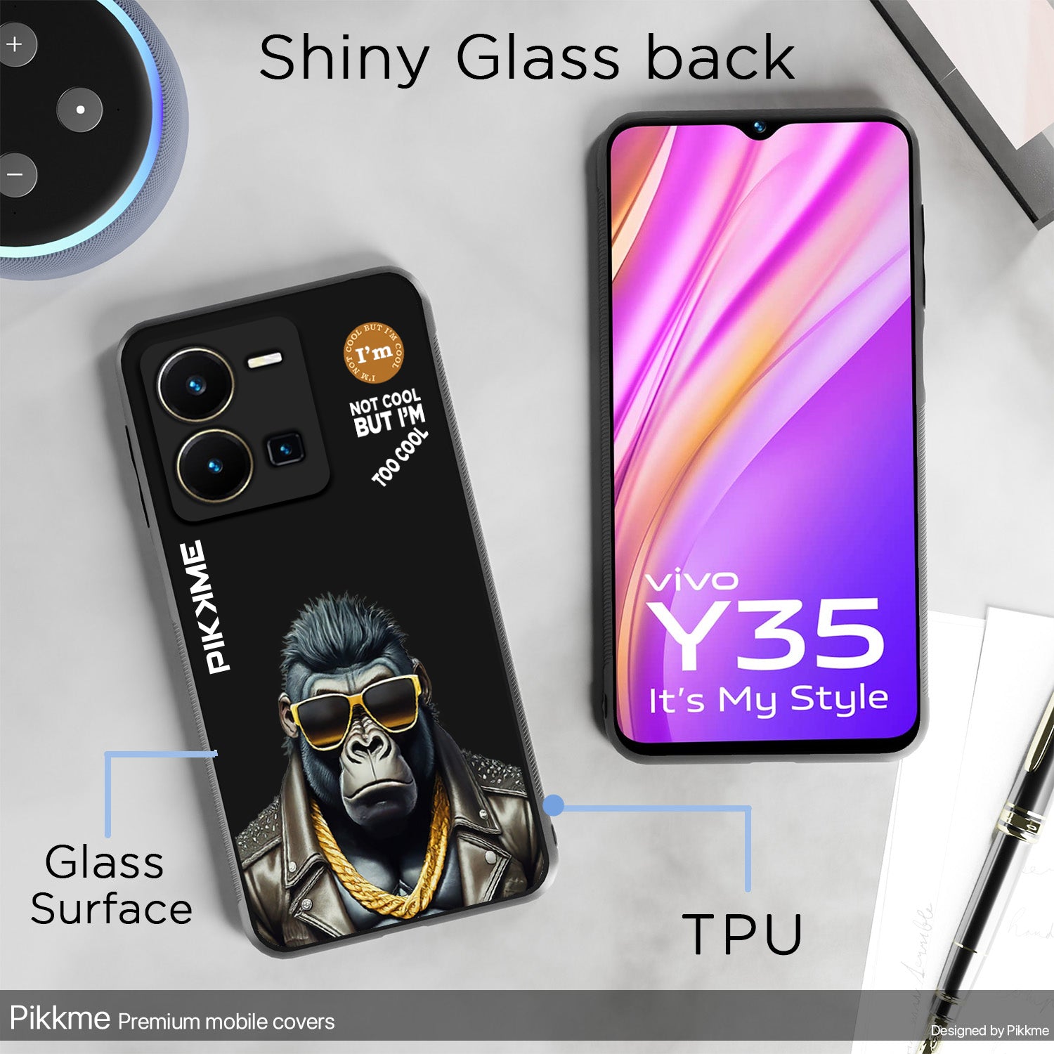 Pikkme Black Gorilla Swag Vivo Y35 Nim2 Back Cover (Design 07)