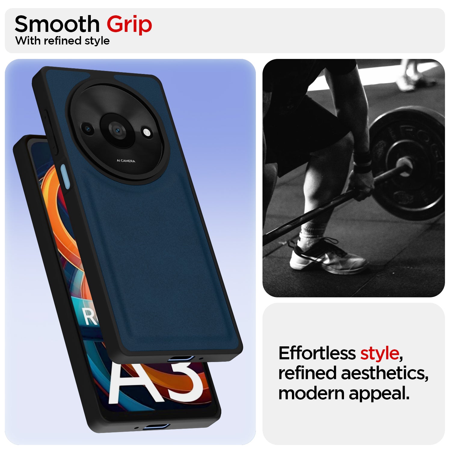 Pikkme Redmi A3 (2024) / Redmi A3x / Poco C61 Premium Leatherback Case (Blue)