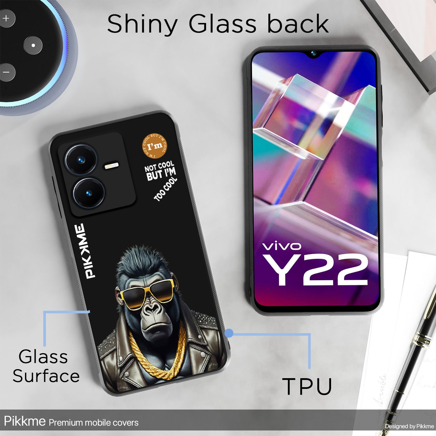 Pikkme Black Gorilla Swag Vivo Y22 Nim2 Back Cover (Design 07)