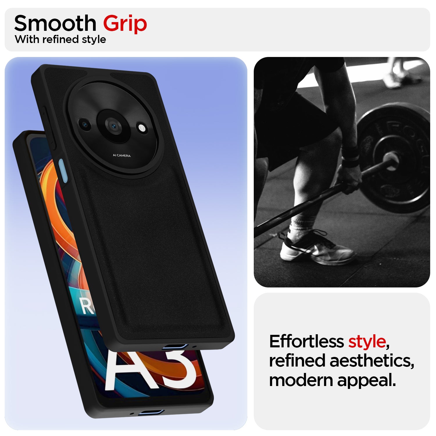 Pikkme Redmi A3 (2024) / Redmi A3x / Poco C61 Premium Leatherback Case (Black)