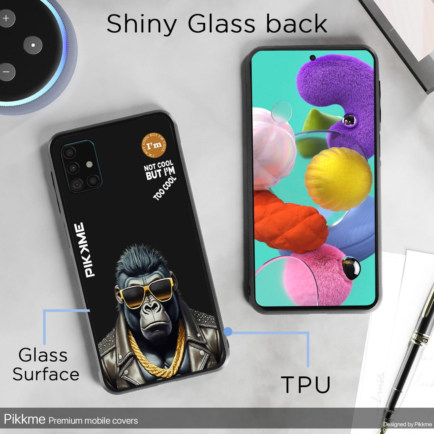 Pikkme Stylish Black Gorilla Swag Samsung Galaxy A51 Back Cover (Design 07)