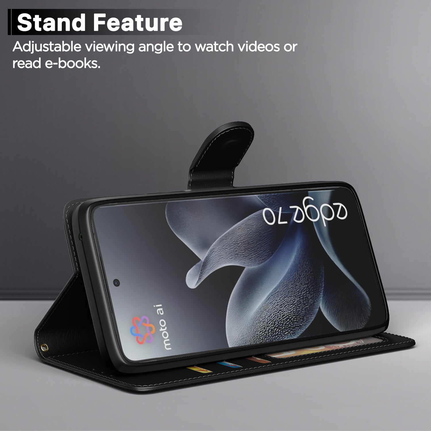 Pikkme Motorola Moto Edge 70 5G Premium Leather Finish Vintage Flip Cover (Black)