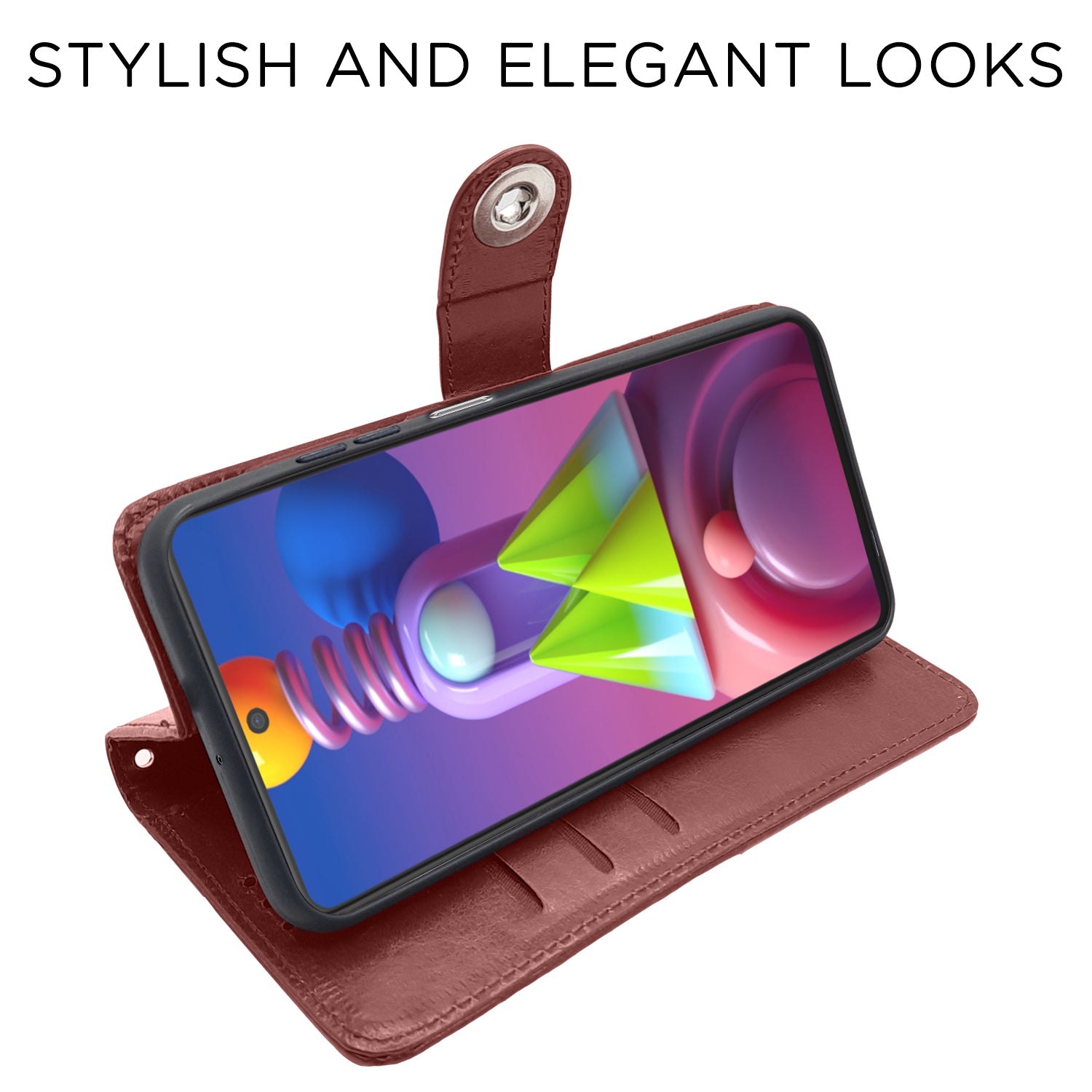 Pikkme Samsung Galaxy M31s Button Flip Cover (Brown)