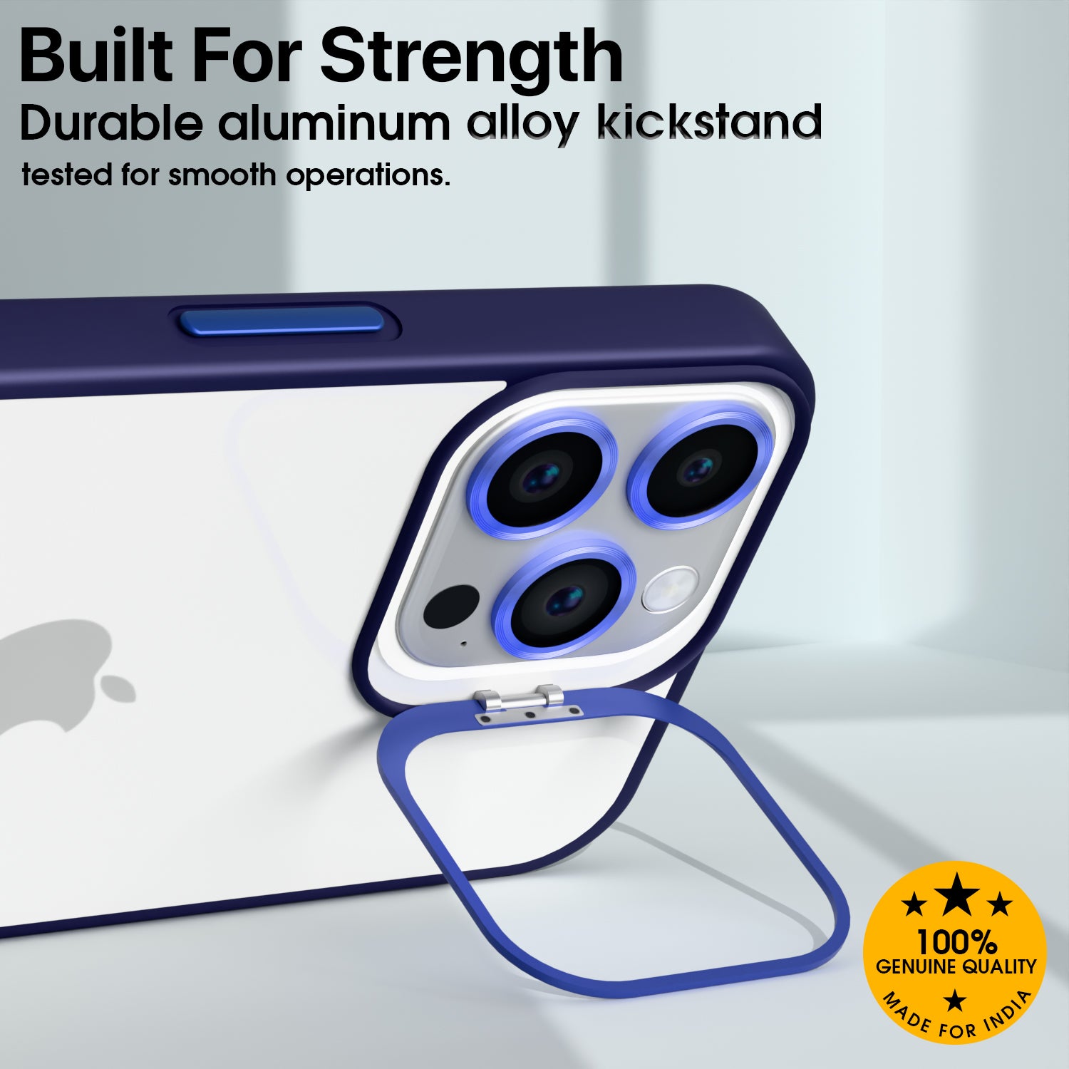 Pikkme iPhone 16 Pro Bracket Standcase Back Cover (Blue)