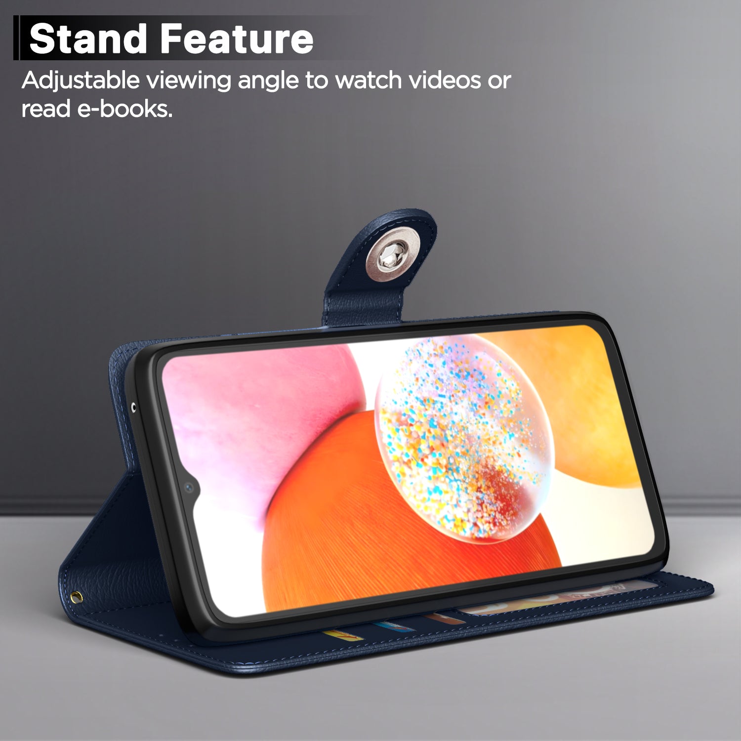 Pikkme Samsung Galaxy A14 4G / A14 5G Button Flip Cover (Blue)