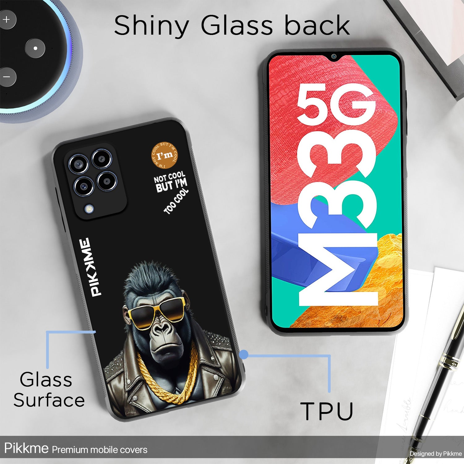 Pikkme Black Gorilla Swag Samsung Galaxy M33 5G Nim2 Back Cover (Design 07)