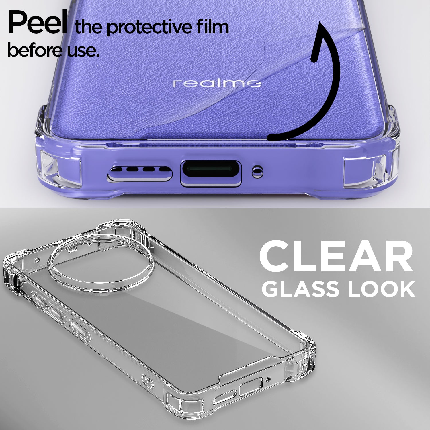 Pikkme Realme P3 Pro 5G PC + TPU Crystal Clear Back Cover (Transparent)