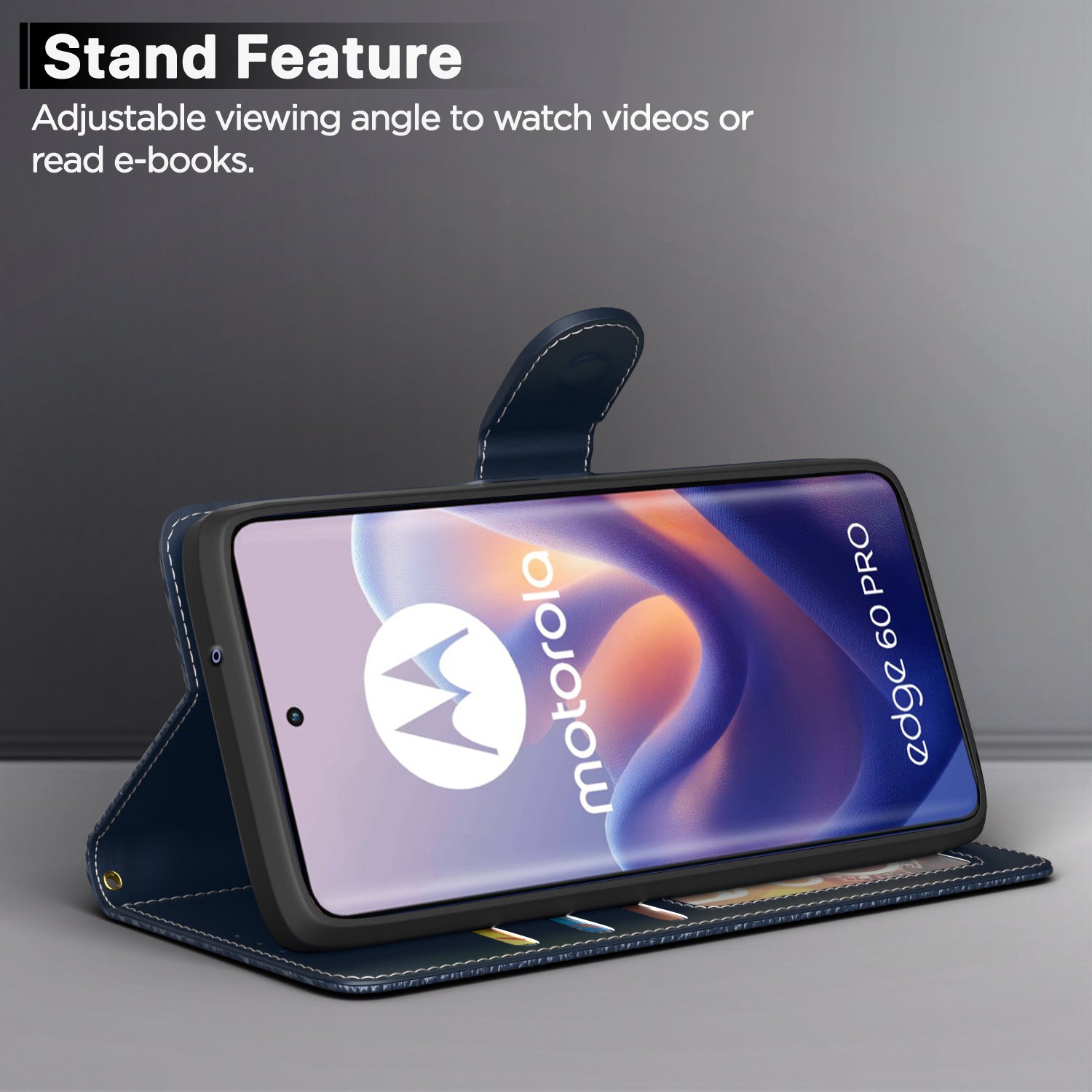 Pikkme Motorola Moto Edge 60 Pro 5G Double Contrast Flip Cover (Blue)