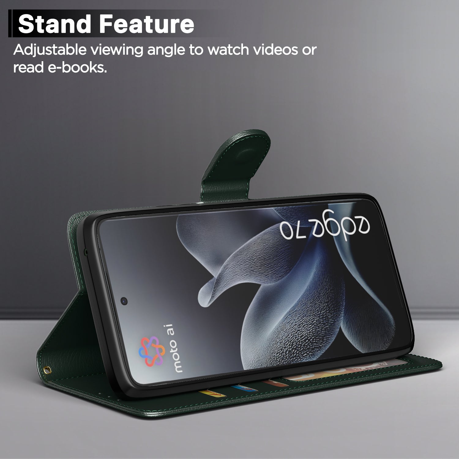 Pikkme Motorola Moto Edge 70 5G Premium Leather Finish Vintage Flip Cover (Green)