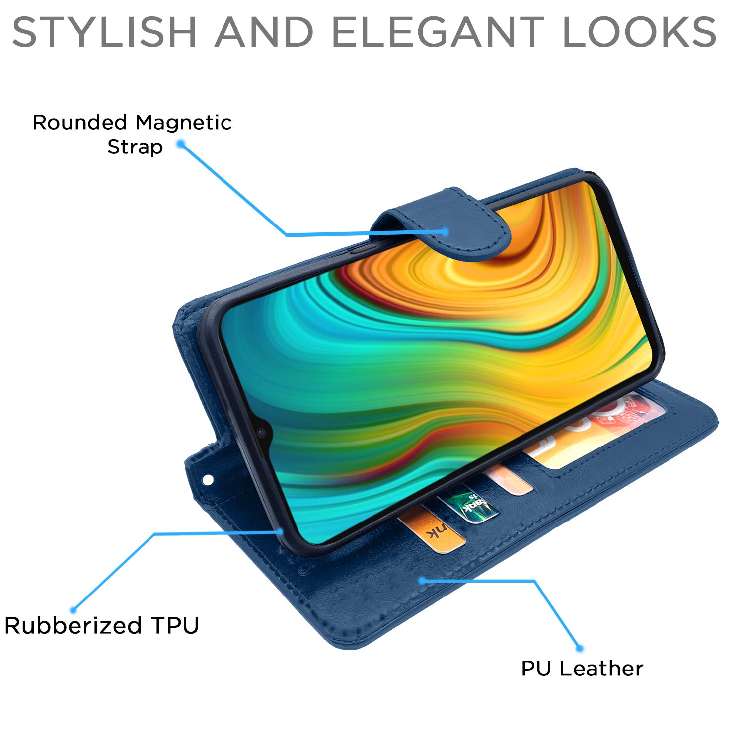 Pikkme Realme C3 Vintage Flip Cover | Blue