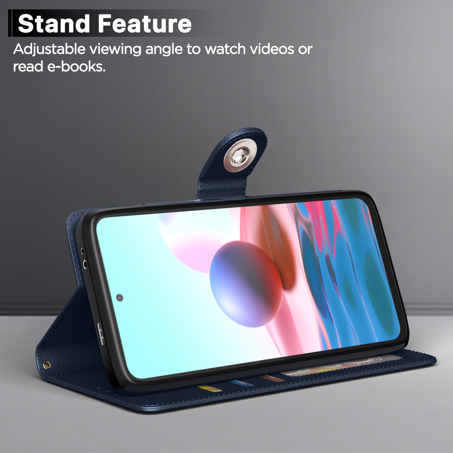 Pikkme Redmi Note 10 / Note 10s Button Flip Cover (Blue)