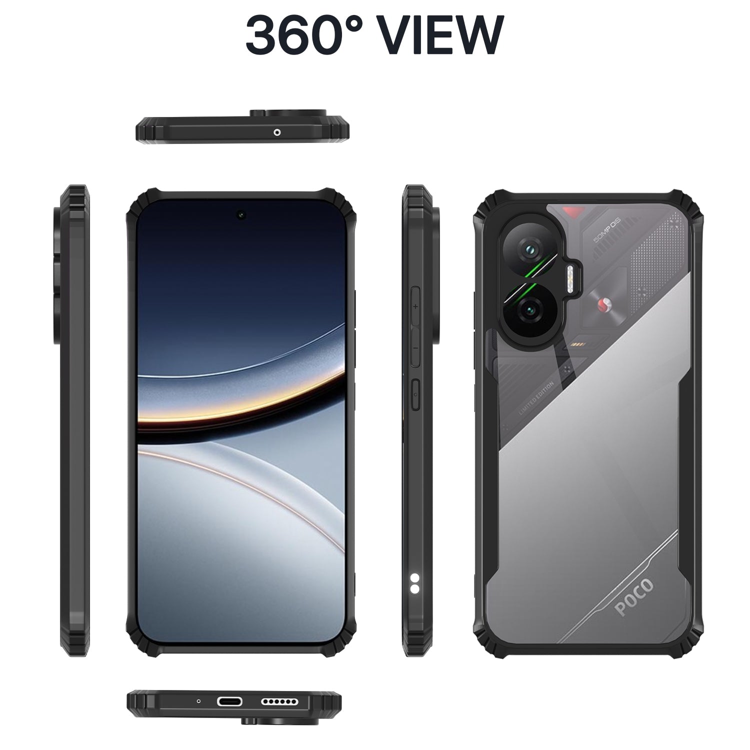 Pikkme Poco F7 5G Shockproof Eagle Clear Transparent Back Cover (Black)