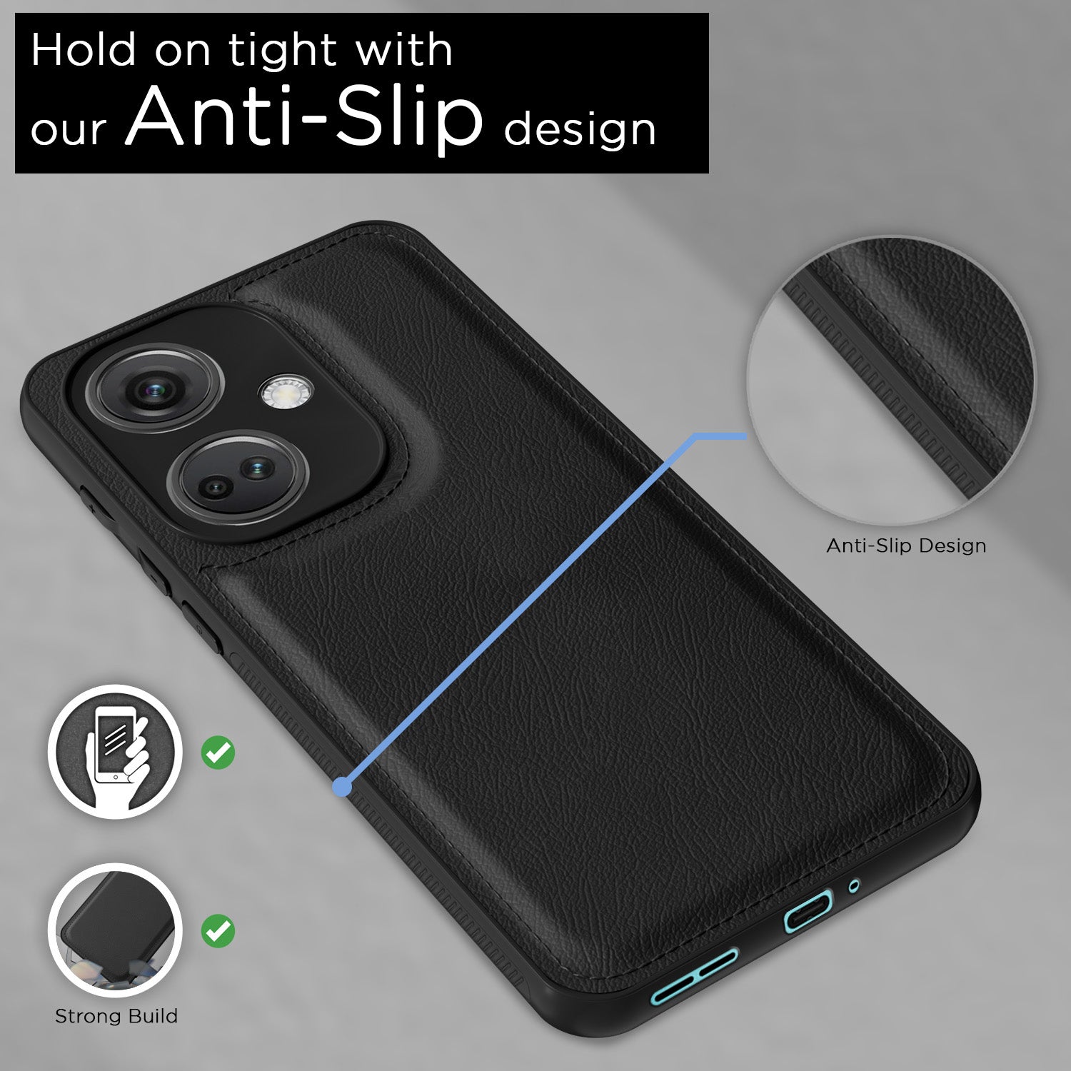 Pikkme OnePlus Nord Ce 3 5G Leather Back Case | Black