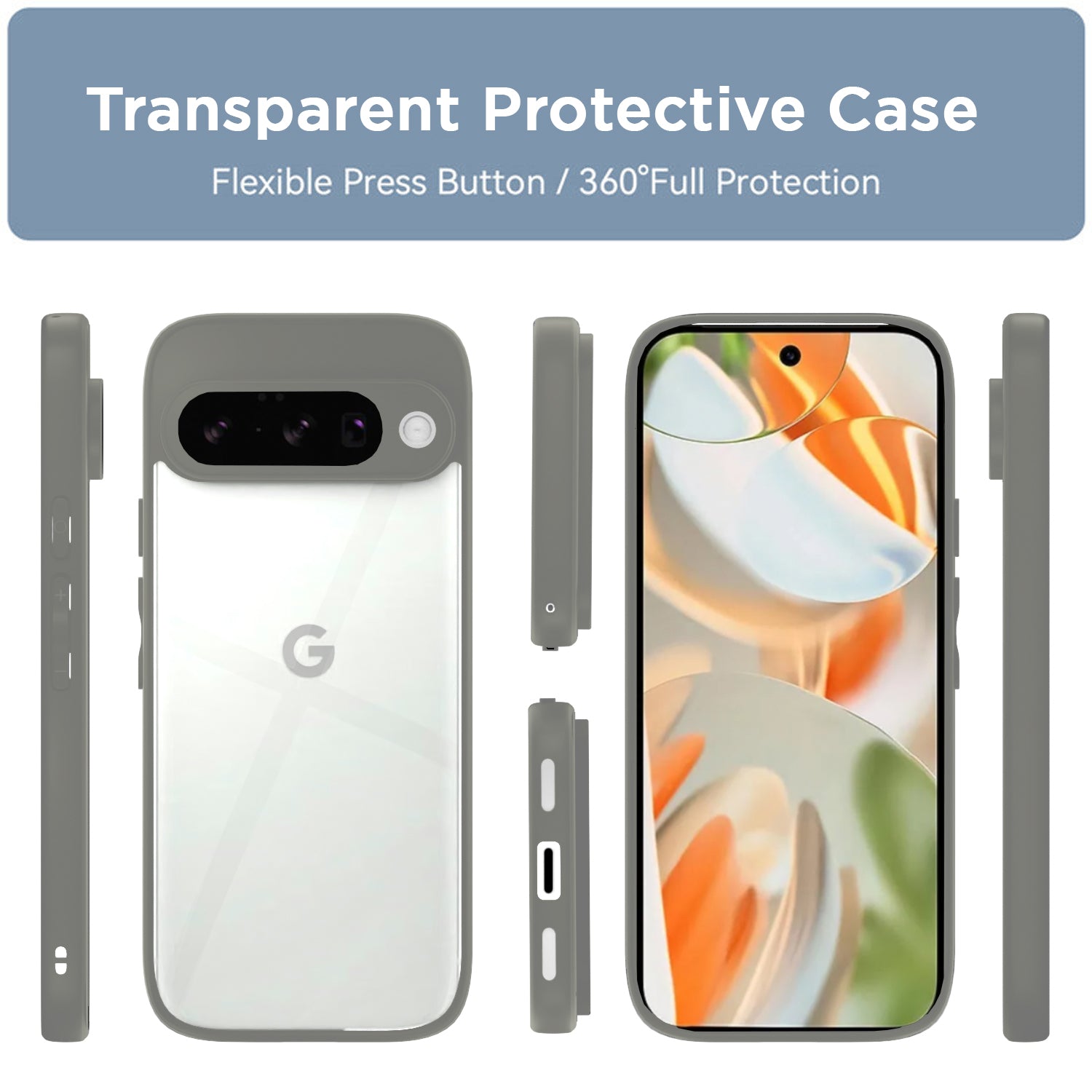 Pikkme Google Pixel 10 Eagle 2 Shockproof Sleek Hybrid Armor Back Cover (Grey)