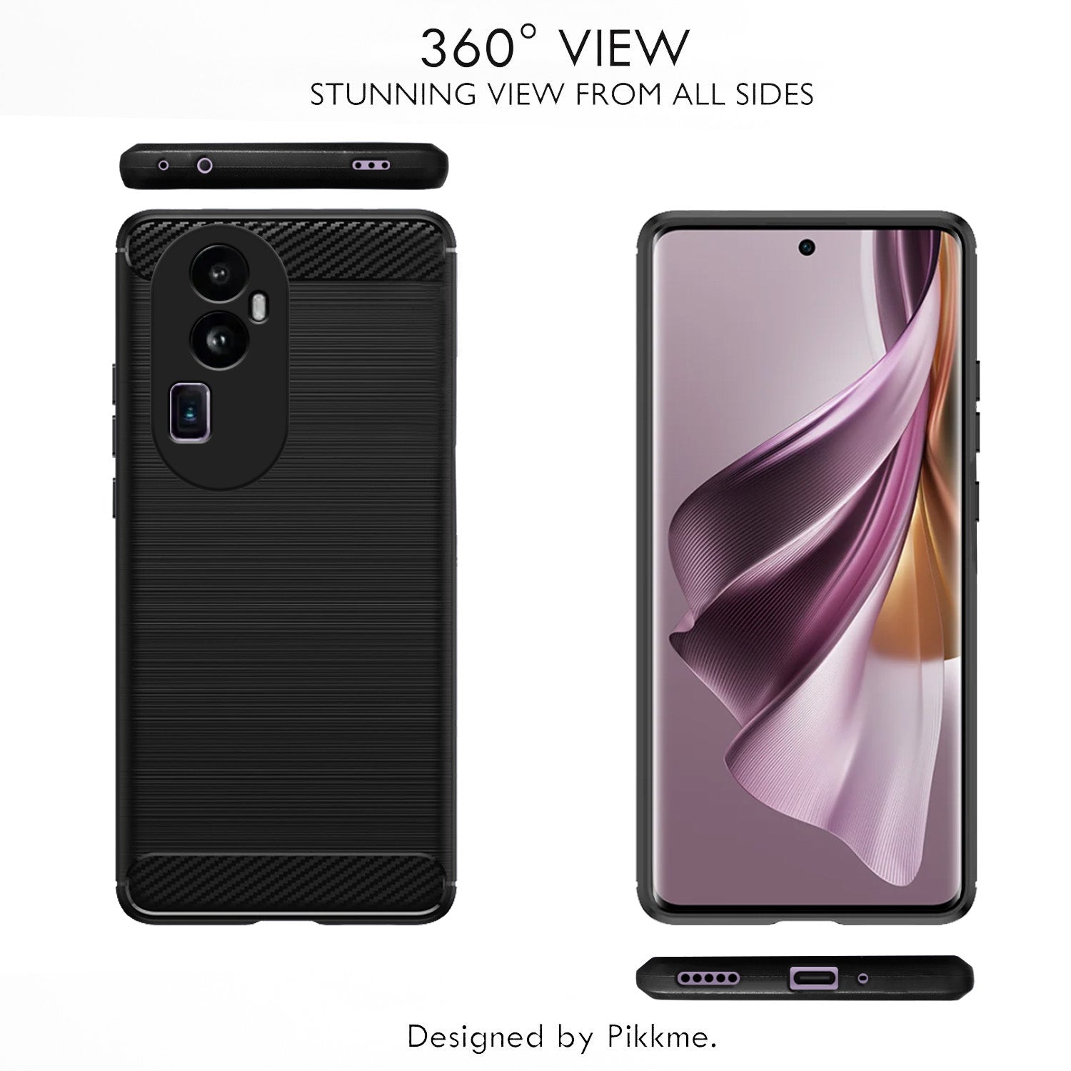 Pikkme Oppo Reno 10 Pro Plus 5G Hybrid Carbon Fiber Back Cover (Black)