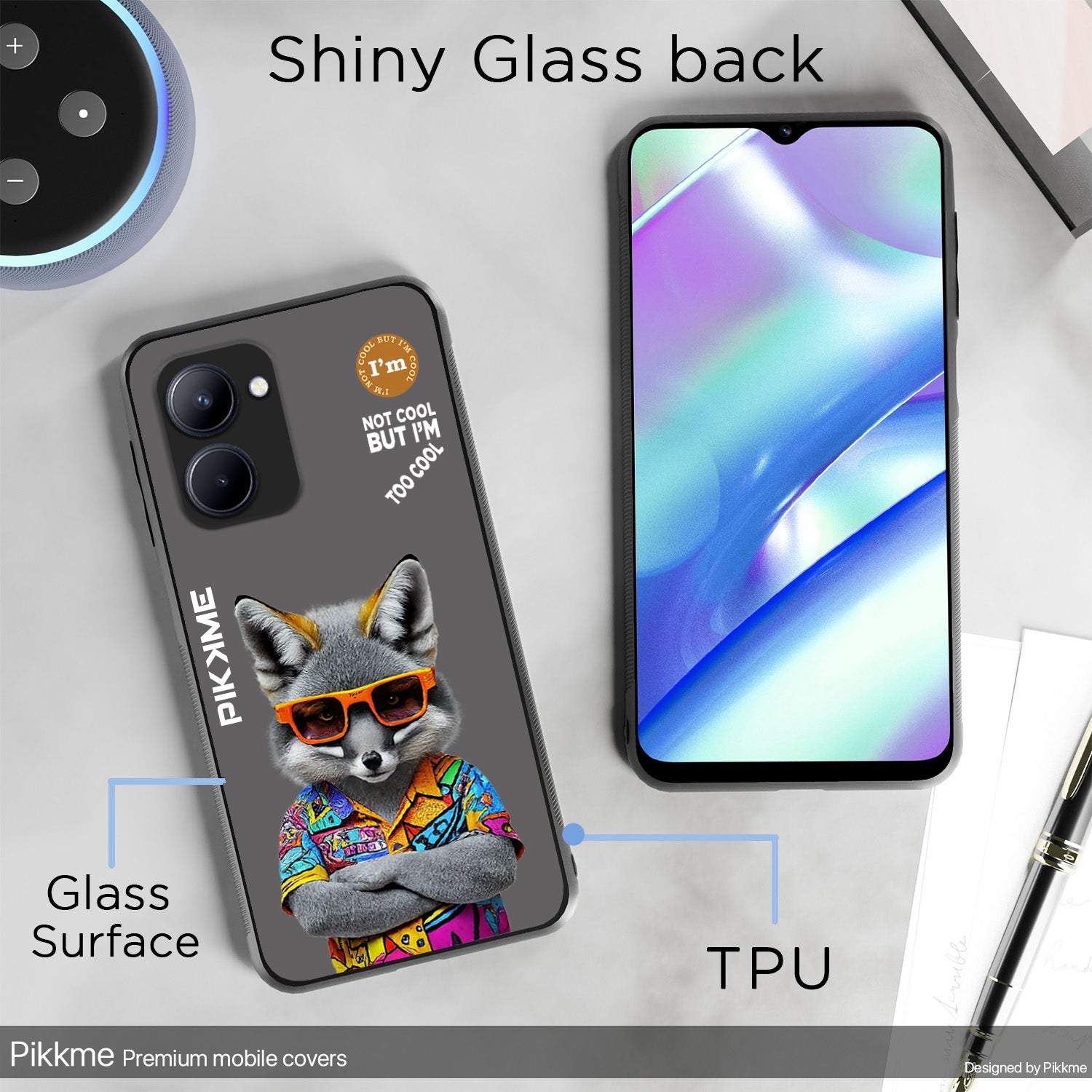 Pikkme Back Cover Pc Tpu + Printed Cool Funky Stylish Grey Wolf Swag Raised Edges Camera Protection |Bumper Case For Realme C33 (Design 01)