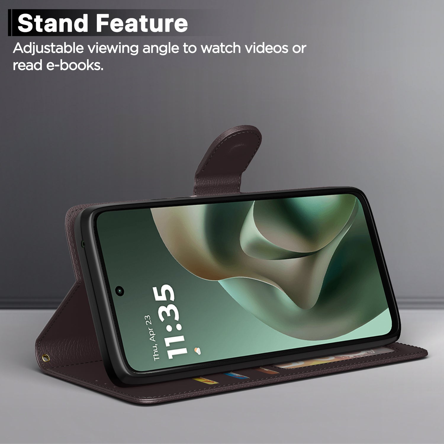 Pikkme Motorola Moto G67 Power 5G / G57 Power 5G Premium Leather Finish Vintage Flip Cover (Coffee)