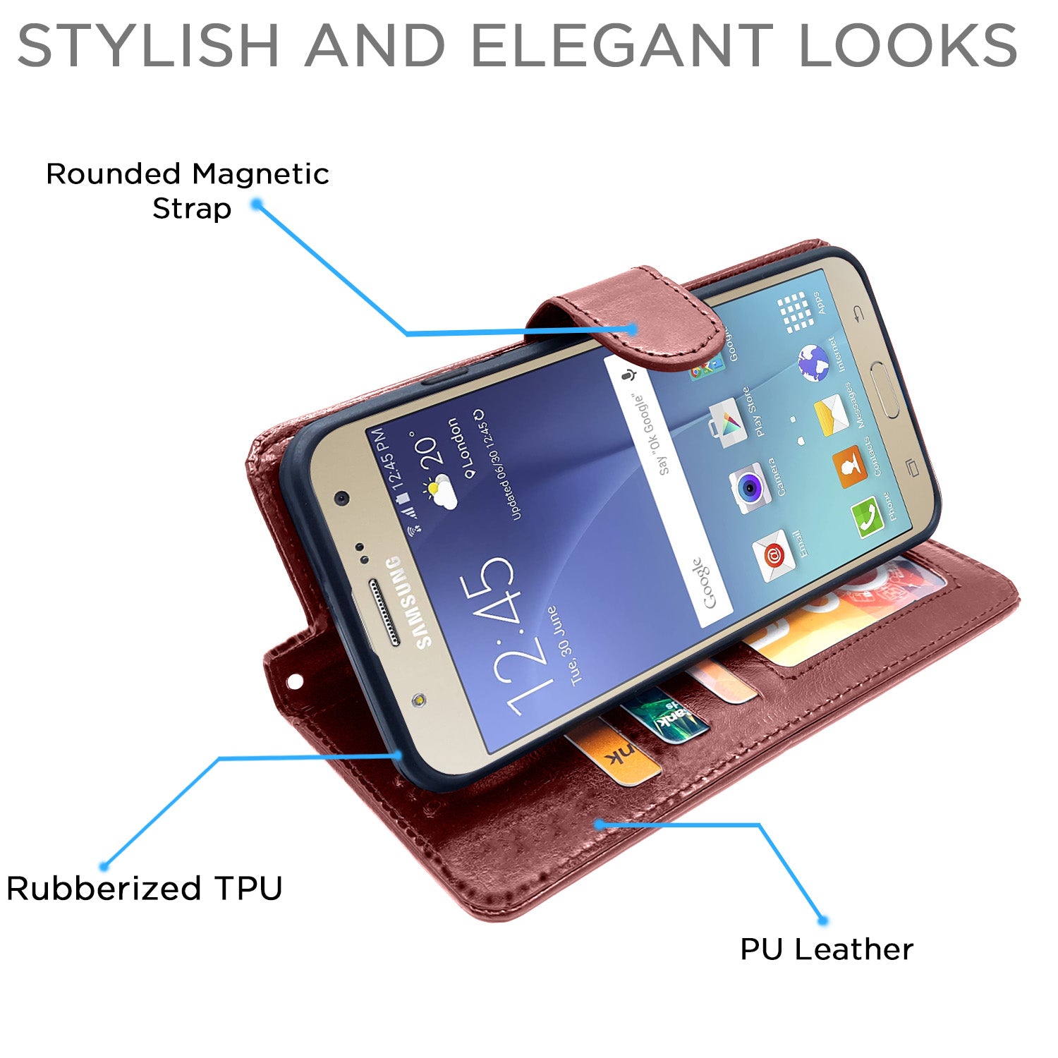 Pikkme Samsung Galaxy J7 2015 / J7 / J7 Nxt Flip Cover(Brown)