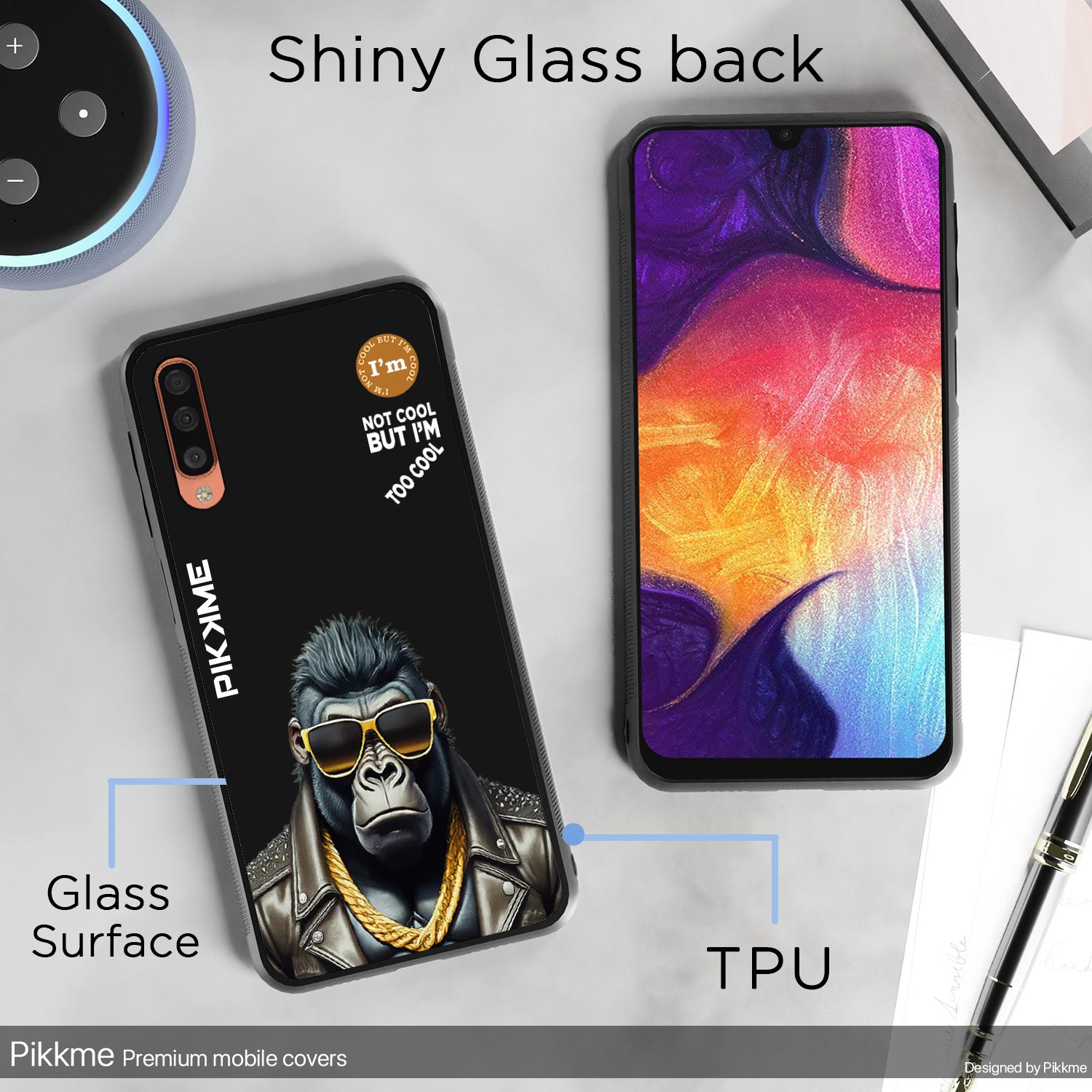 Pikkme Stylish Black Gorilla Swag Samsung Galaxy A50 Back Cover (Design 07)