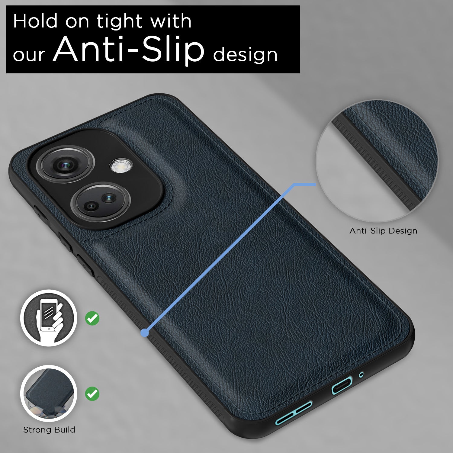 Pikkme OnePlus Nord Ce 3 5G Leatherback Back Case | Blue