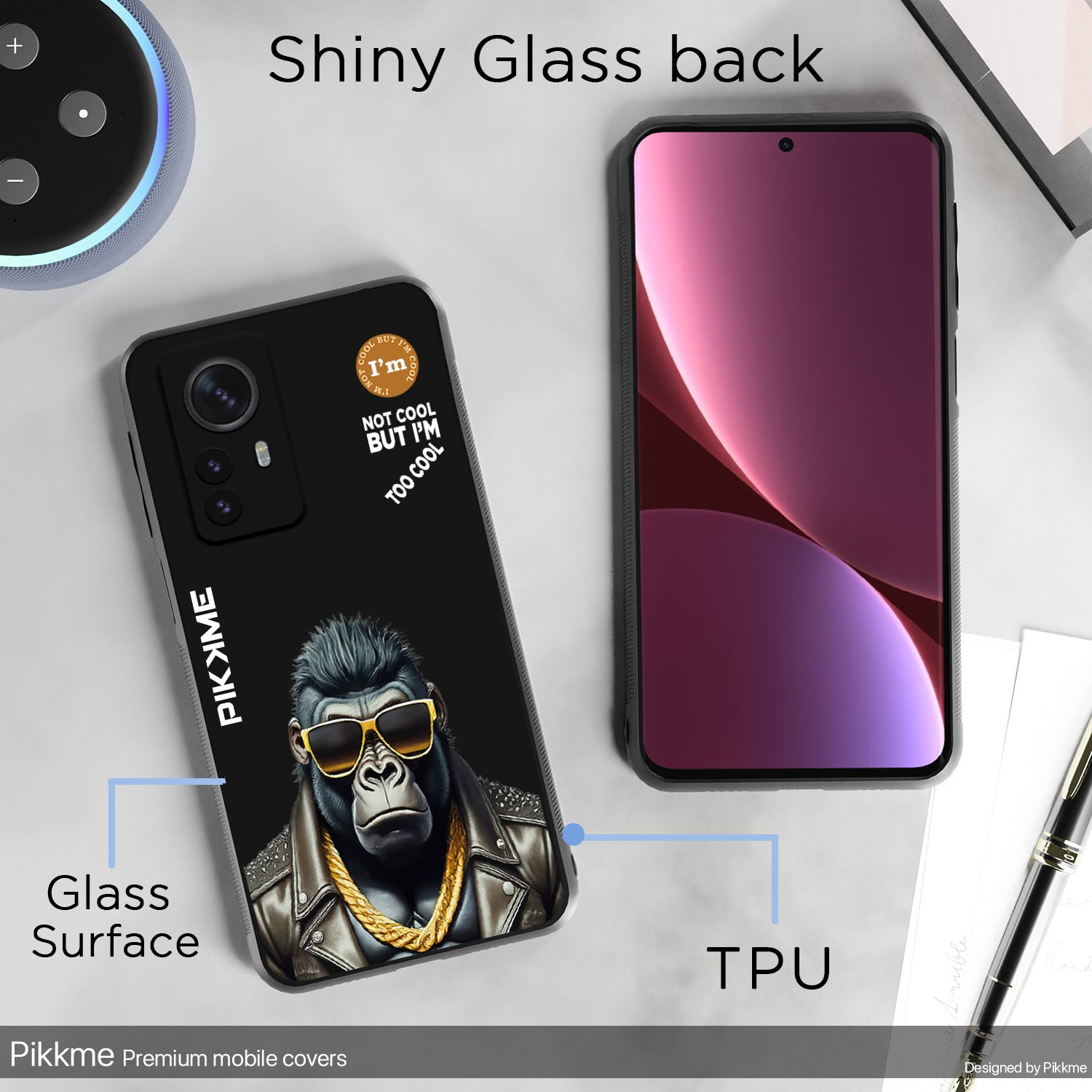 Pikkme Stylish Black Gorilla Swag Xiaomi 12 Pro Nim2 Back Cover (Design 07)