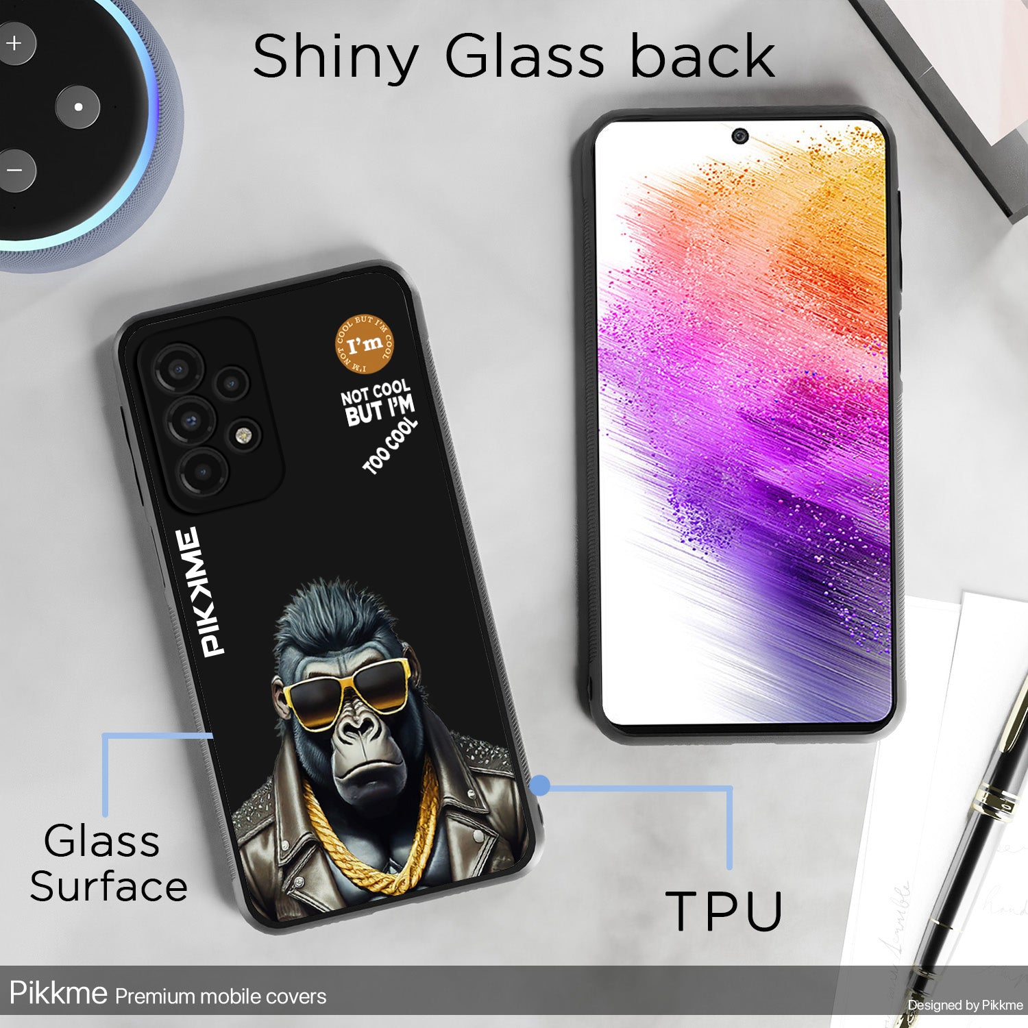 Pikkme Stylish Black Gorilla Swag Samsung Galaxy A73 5G Back Cover (Design 07)