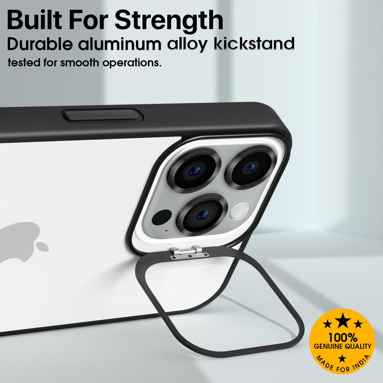 Pikkme iPhone 16 Pro Bracket Standcase Back Cover (Grey)