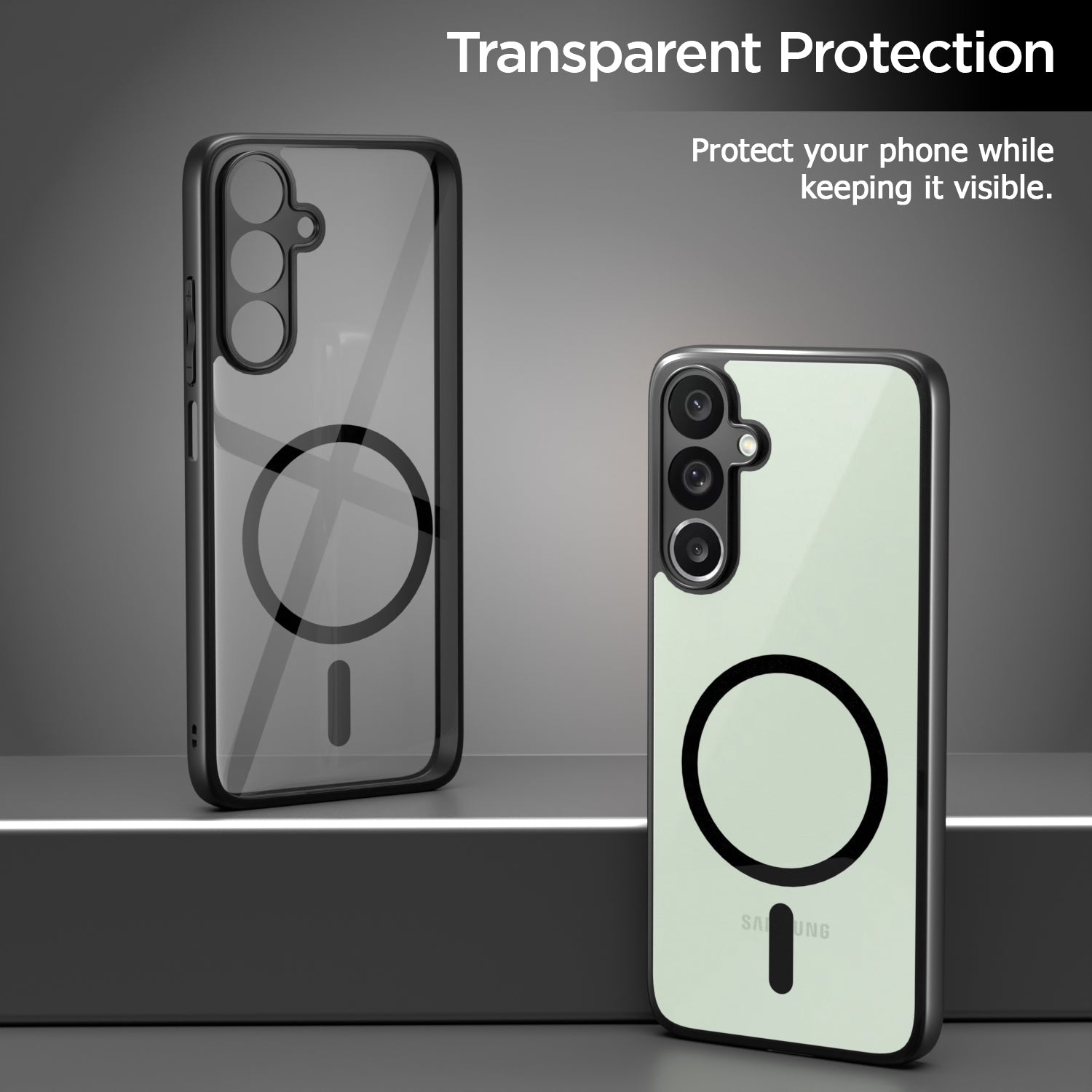 Pikkme Samsung Galaxy M36 5G Eagle 2 Mag-Safe Shockproof Hard Transparent Back Cover (Black)