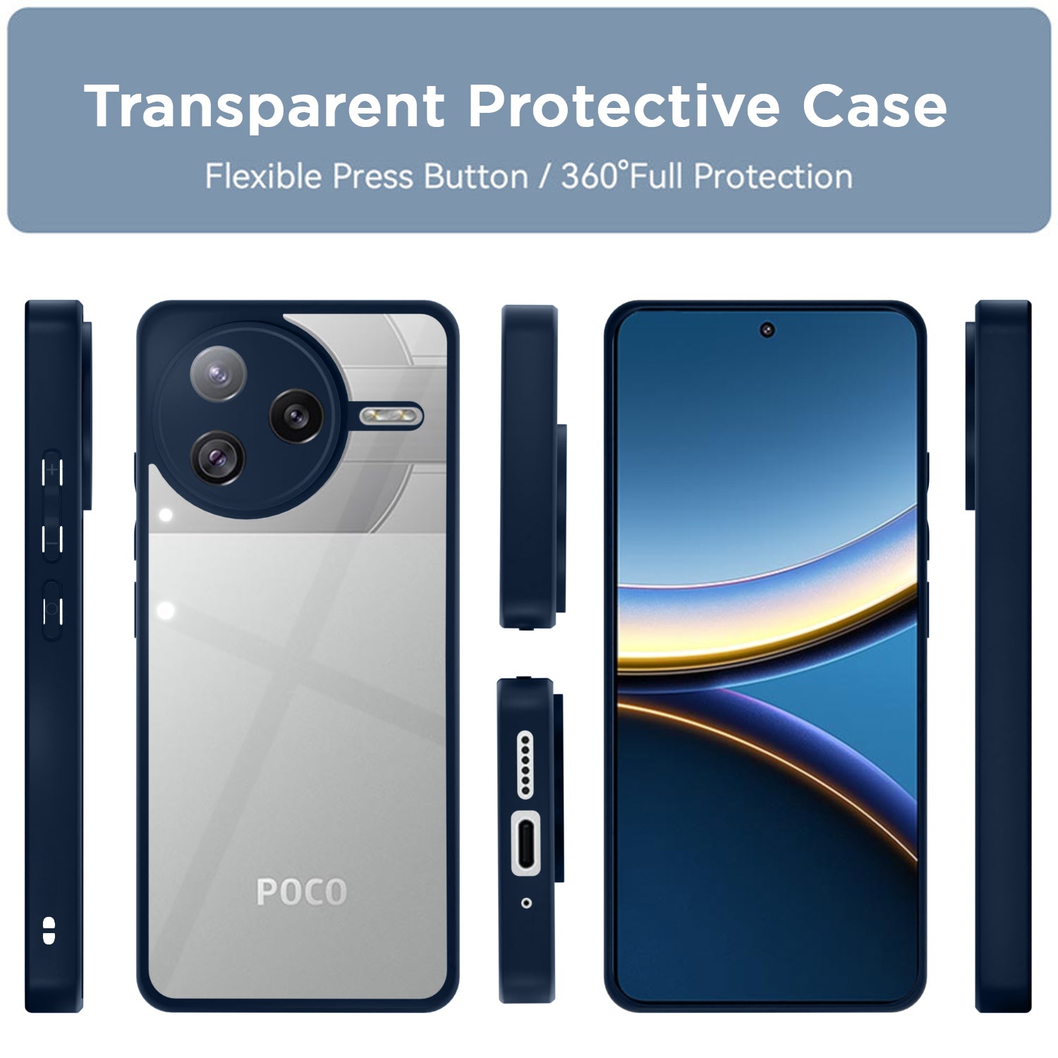 Pikkme Poco F7 Pro 5G Eagle 2 Shockproof Sleek Hybrid Armor Back Cover (Blue)