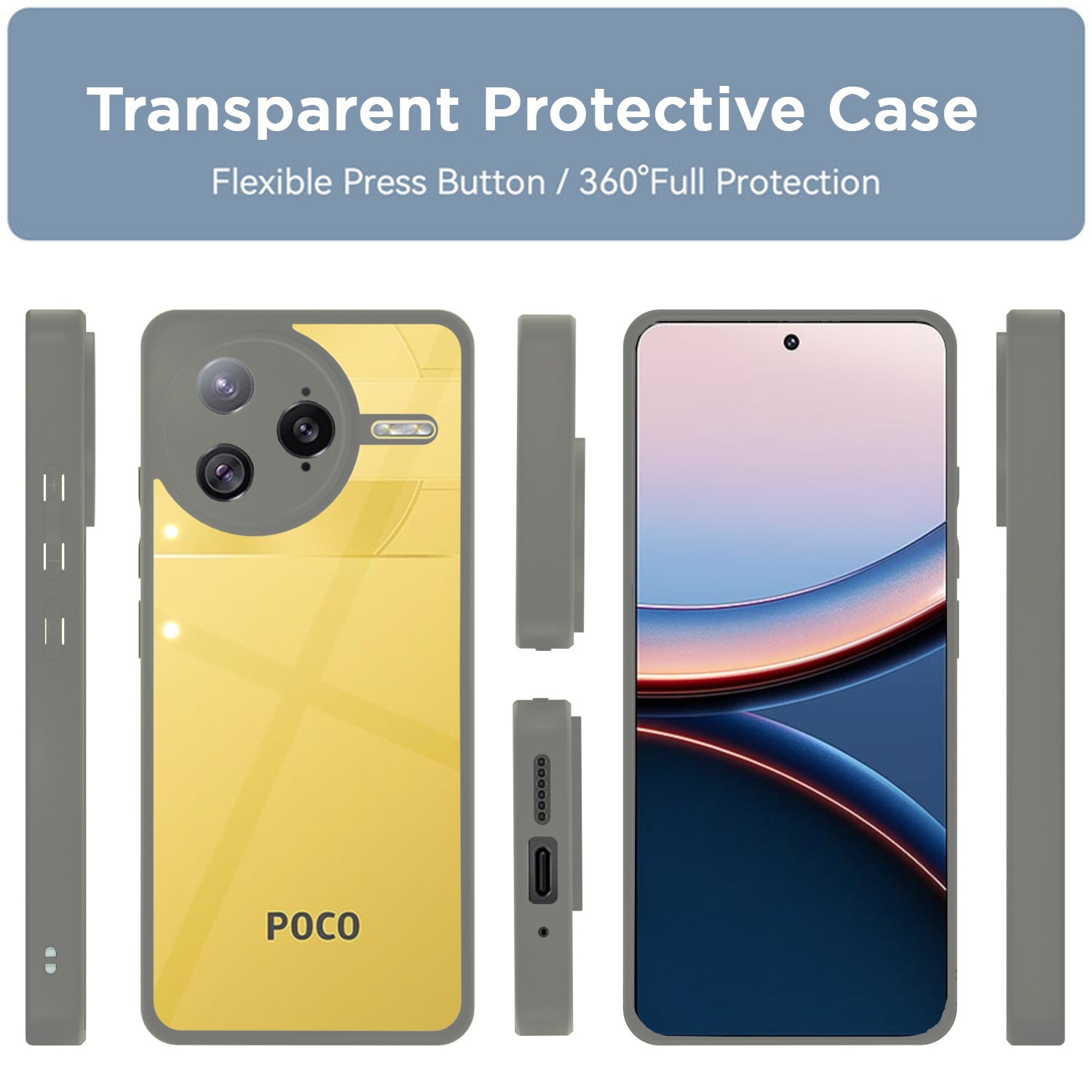 Pikkme Poco F7 Ultra 5G Eagle 2 Shockproof Sleek Hybrid Armor Back Cover (Grey)