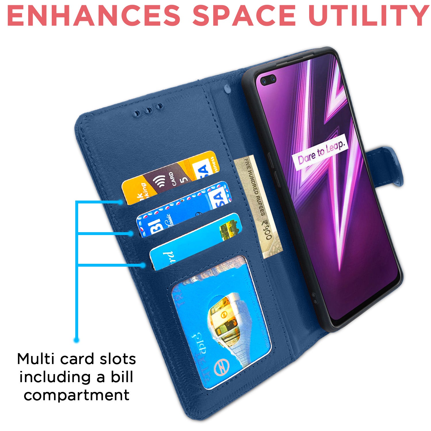 Pikkme Realme 6 Pro Vintage Flip Cover | Blue