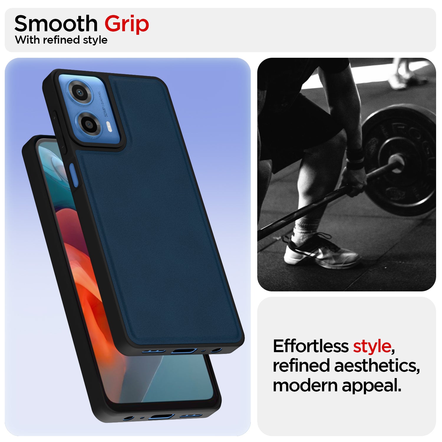 Pikkme Motorola Moto G34 / G45 5G Premium Super Soft-Touch Leatherback Case (Blue)