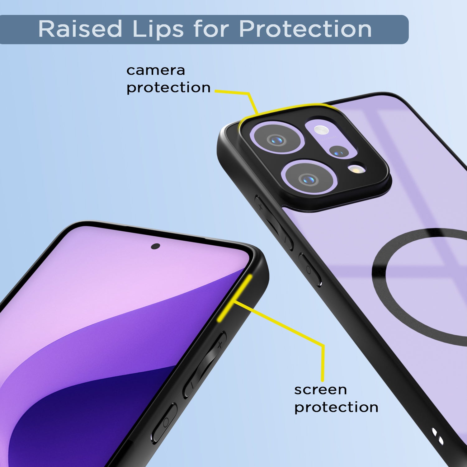 Pikkme Oppo Reno 14 Pro 5G Eagle 2 Mag-Safe Shockproof Hard Transparent Back Cover (Black)