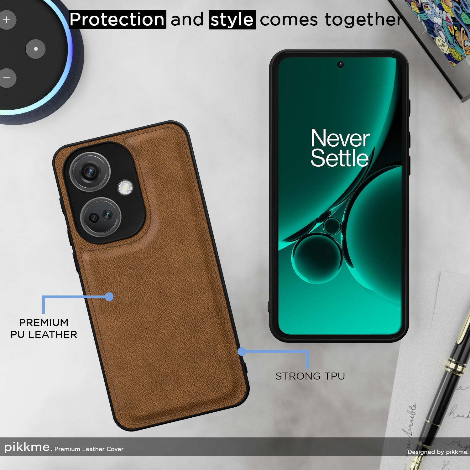 Pikkme OnePlus Nord Ce 3 5G Leather Back Case | Brown