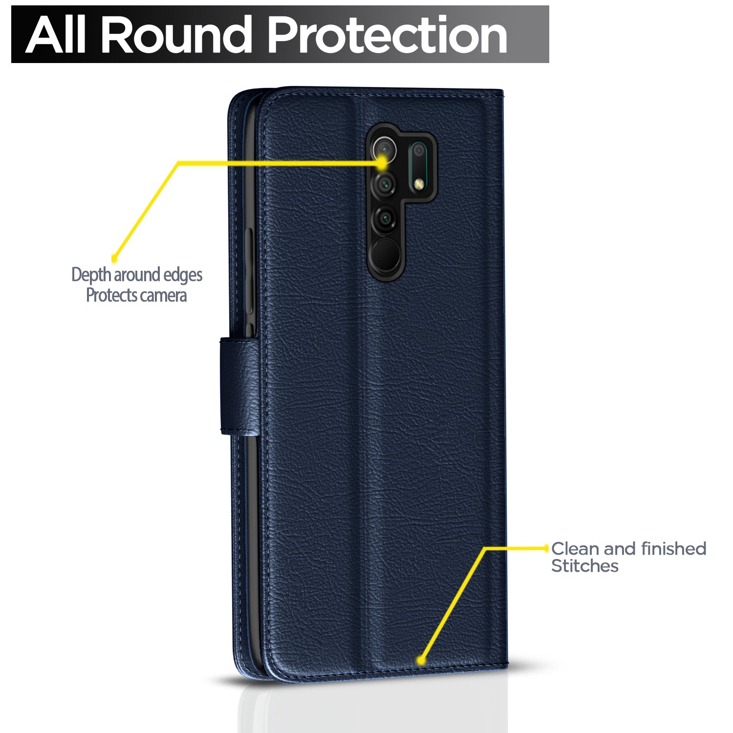 Pikkme Redmi 9 Prime / Poco M2 Button Flip Cover (Blue)