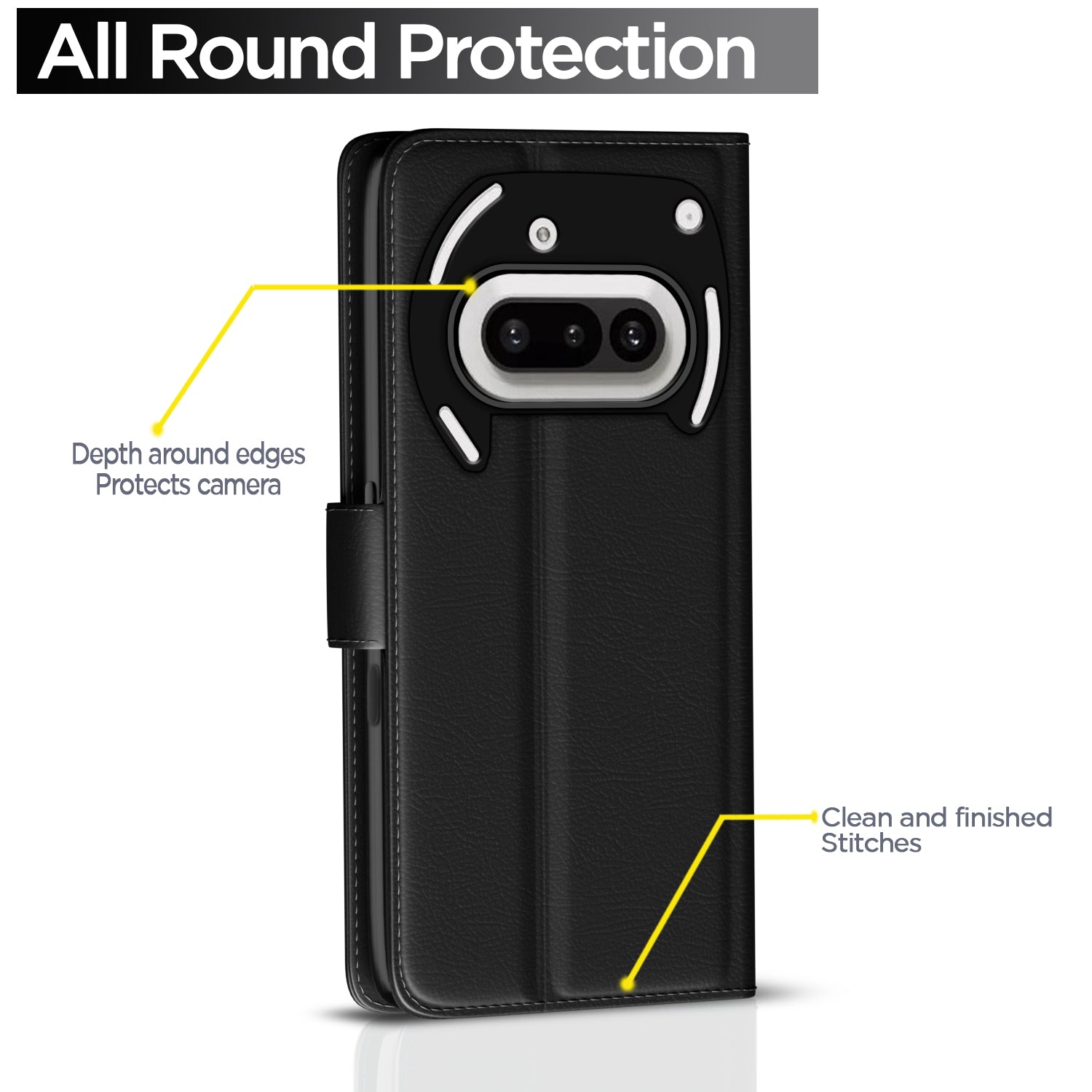 Pikkme Nothing Phone 3a 5G Vintage Flip Cover (Black)