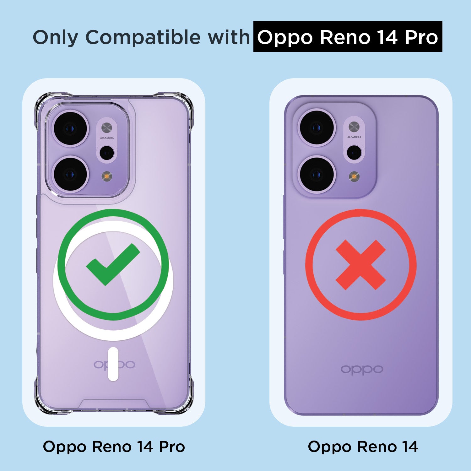 Pikkme Oppo Reno 14 Pro 5G Mag-Safe Shockproof PC + TPU Back Cover (Transparent)