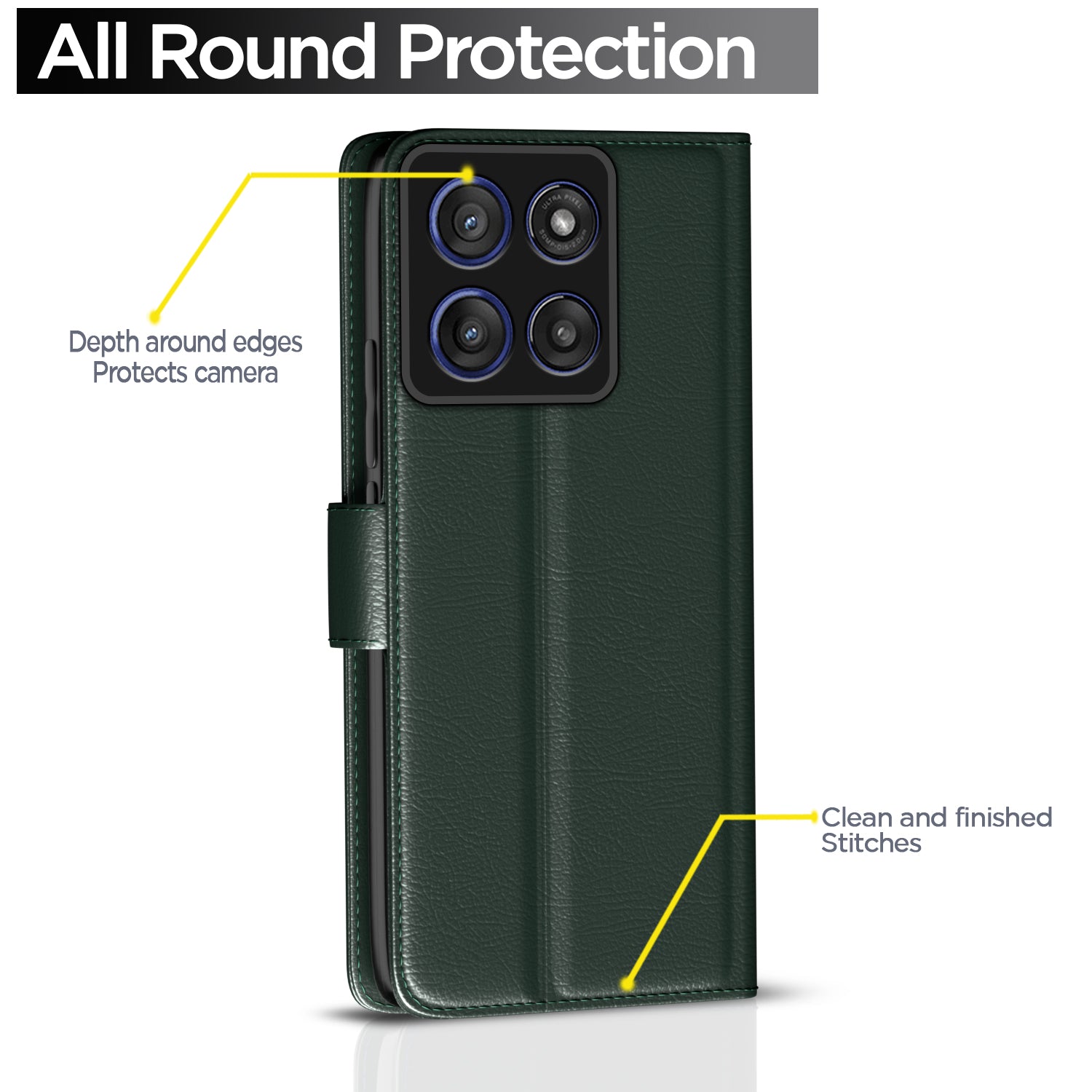 Pikkme Motorola Moto Edge 60 Pro 5G Vintage Flip Cover (Green)