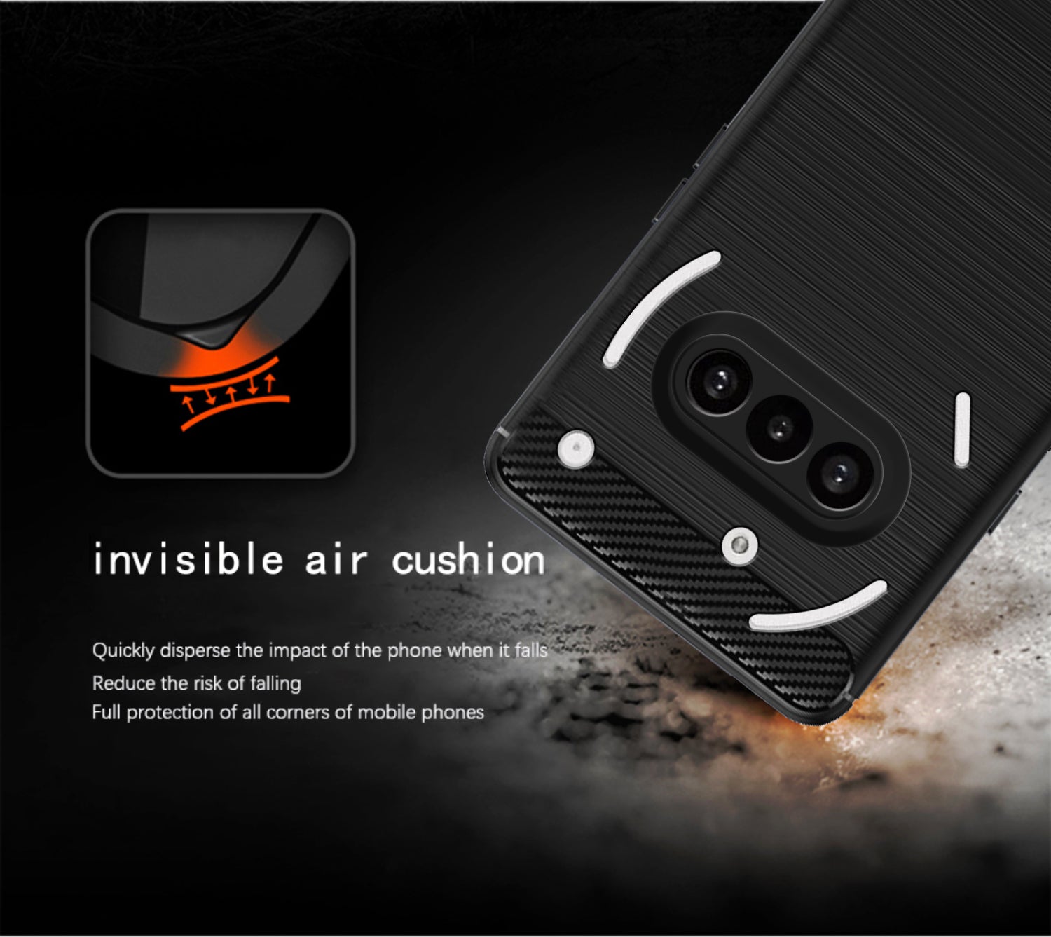 Pikkme Nothing Phone 3a 5G Hybrid Carbon Fiber Back Cover (Black)