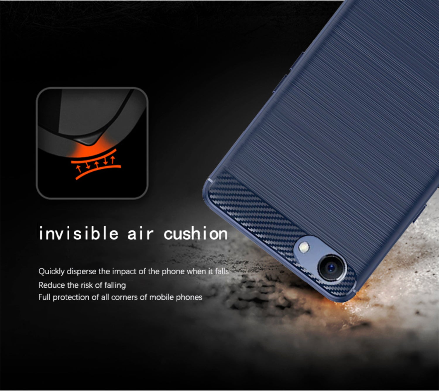 Pikkme Realme 1 Hybrid Carbon Fiber Back Cover (Blue)