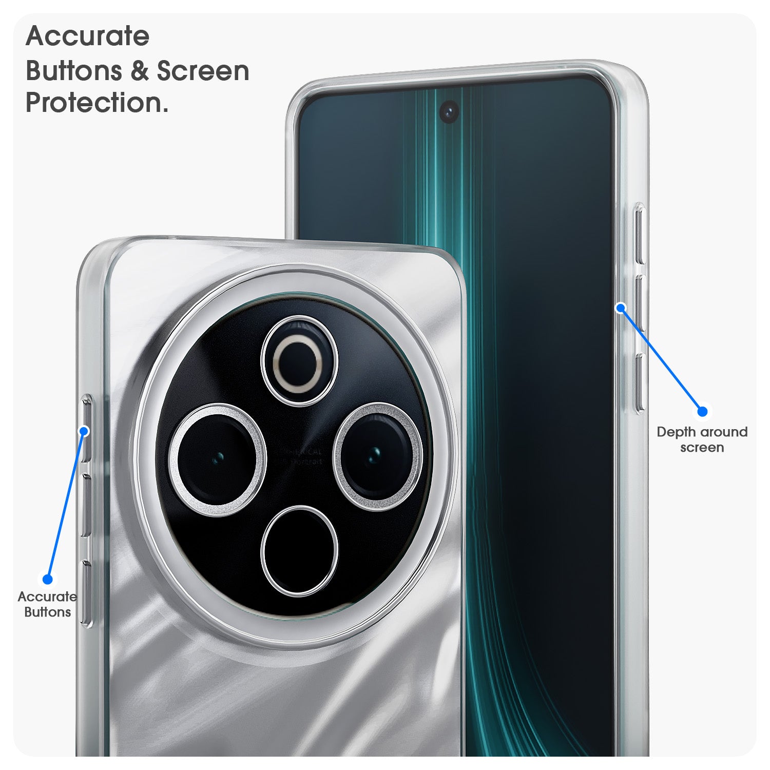 Pikkme Vivo Y300 Pro 5G Swirl Design Silver Forest Back Cover (Silver)