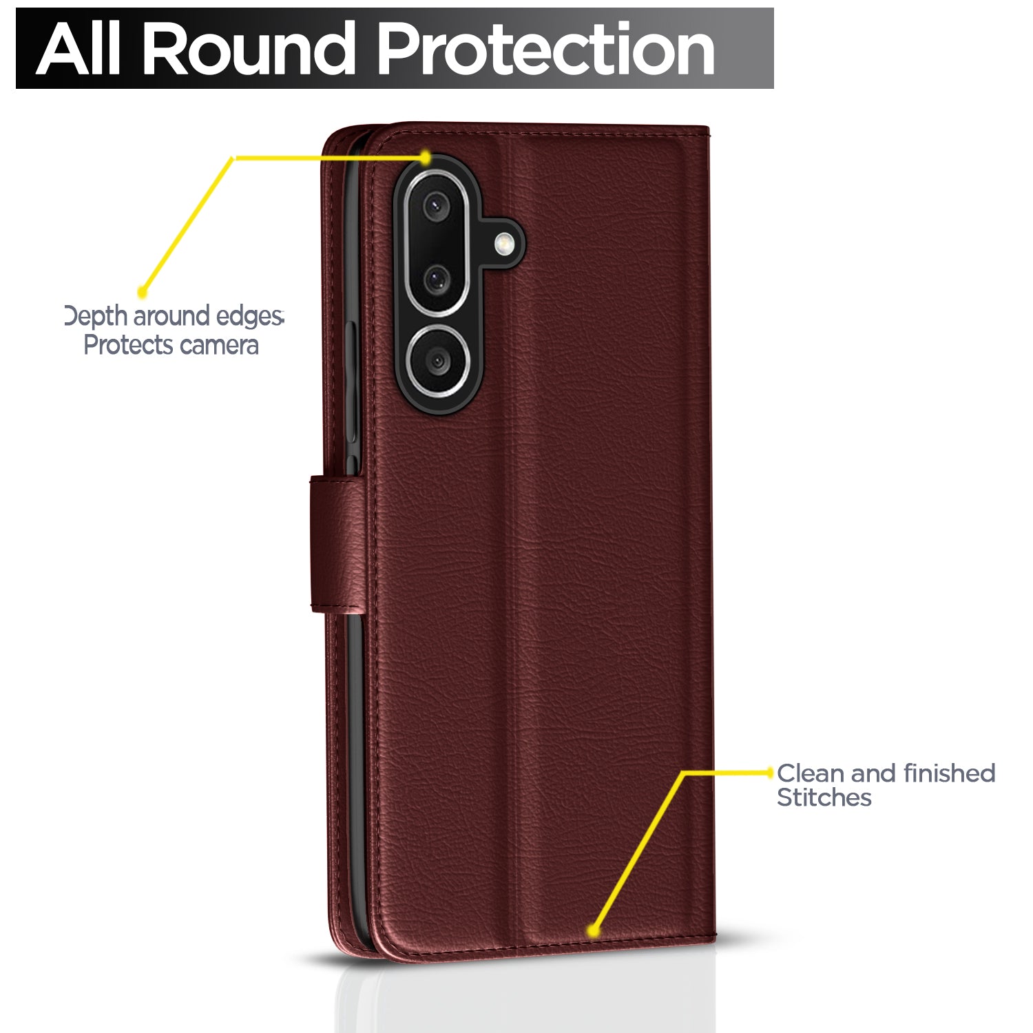 Pikkme Samsung Galaxy M56 5G Vintage Flip Cover (Brown)