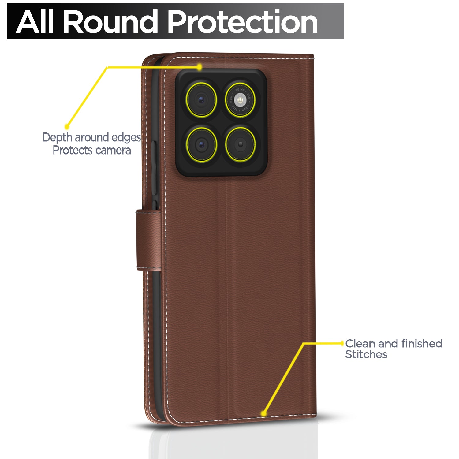Pikkme Motorola Moto Edge 70 5G Double Contrast Leather Finish Flip Cover (Tan)