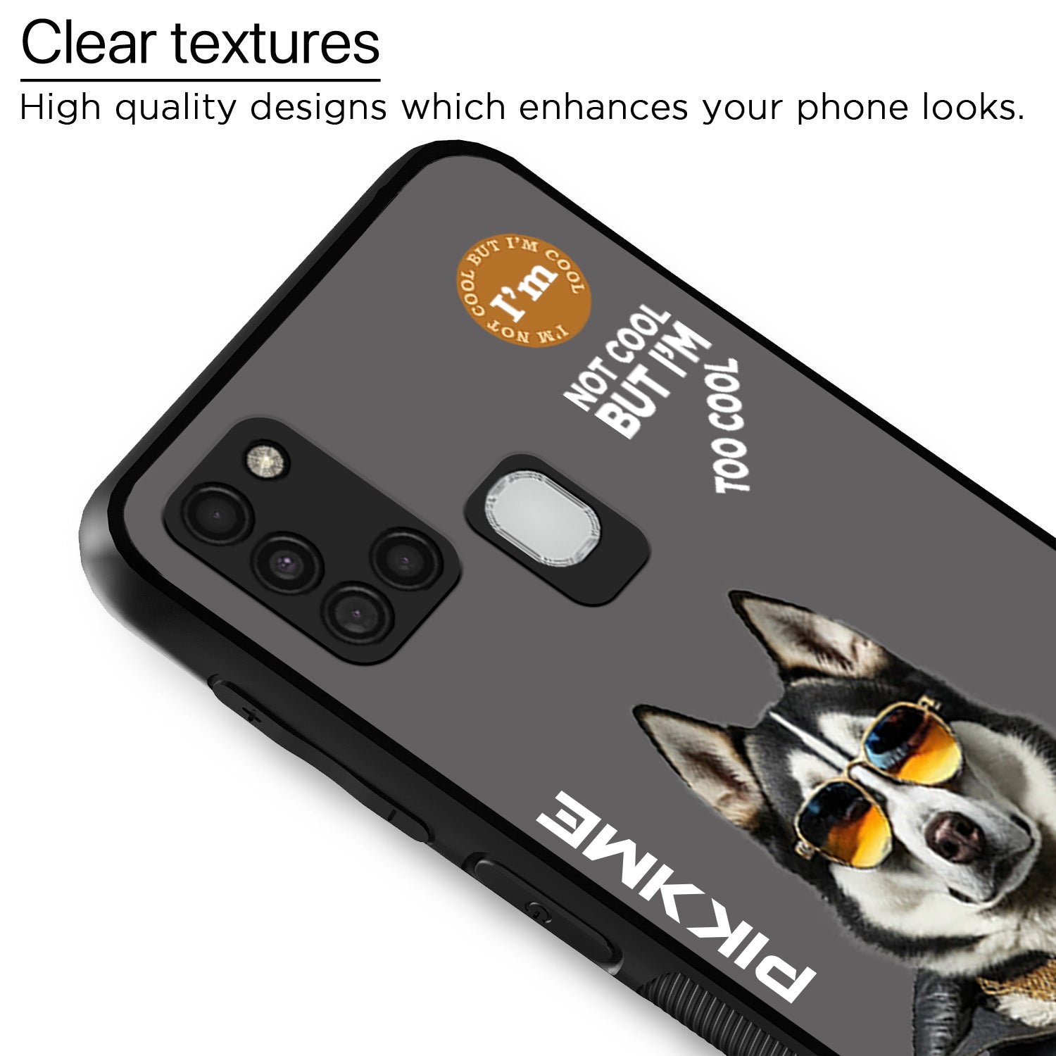 Pikkme Back Cover Pc Tpu + Printed Cool Funky Stylish Grey Dog Swag Raised Edges Camera Protection |Bumper Case For Samsung Galaxy A21S (Design 02)