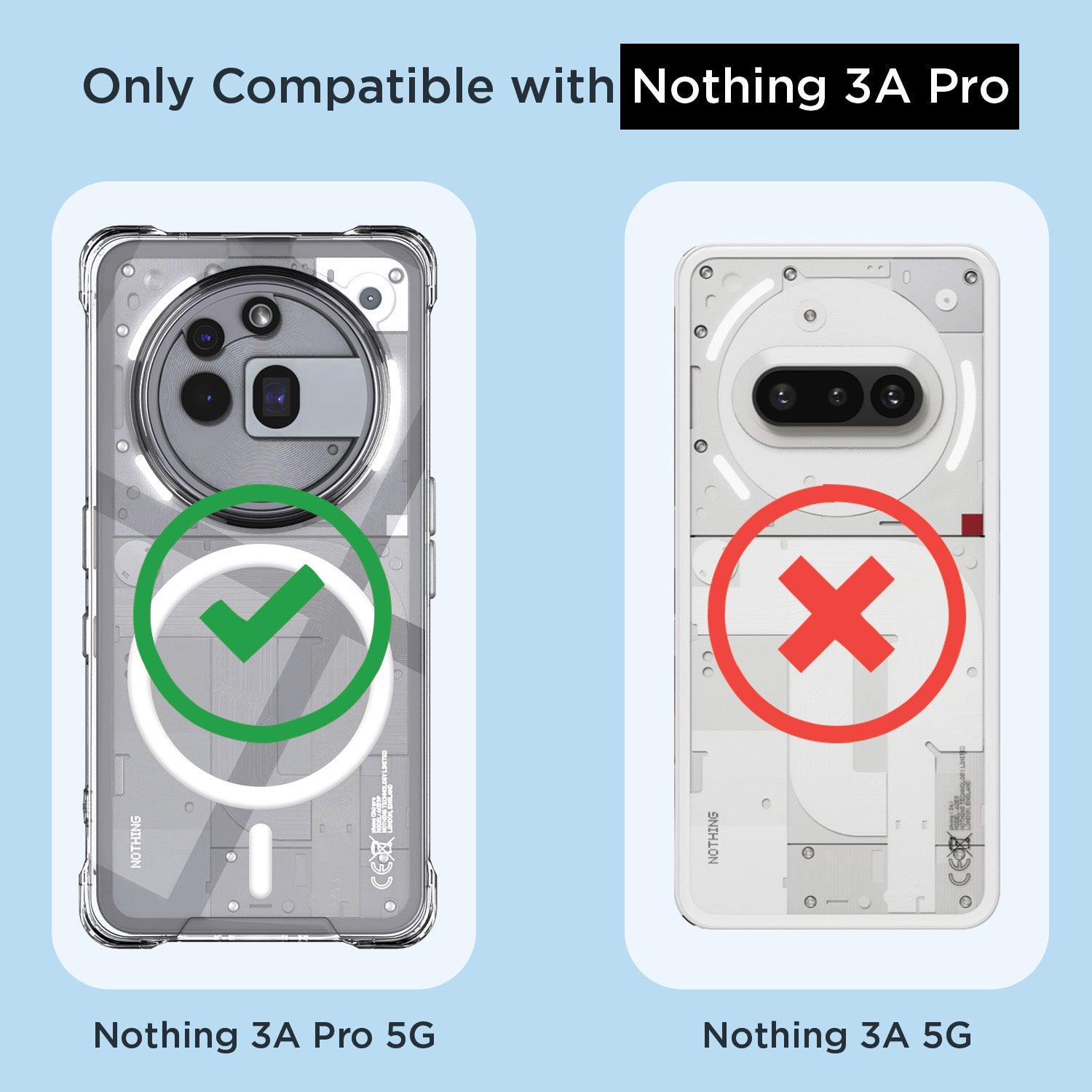 Pikkme Nothing Phone 3a Pro 5G PC + TPU Mag-Safe Clear Transparent Back Cover (Transparent)